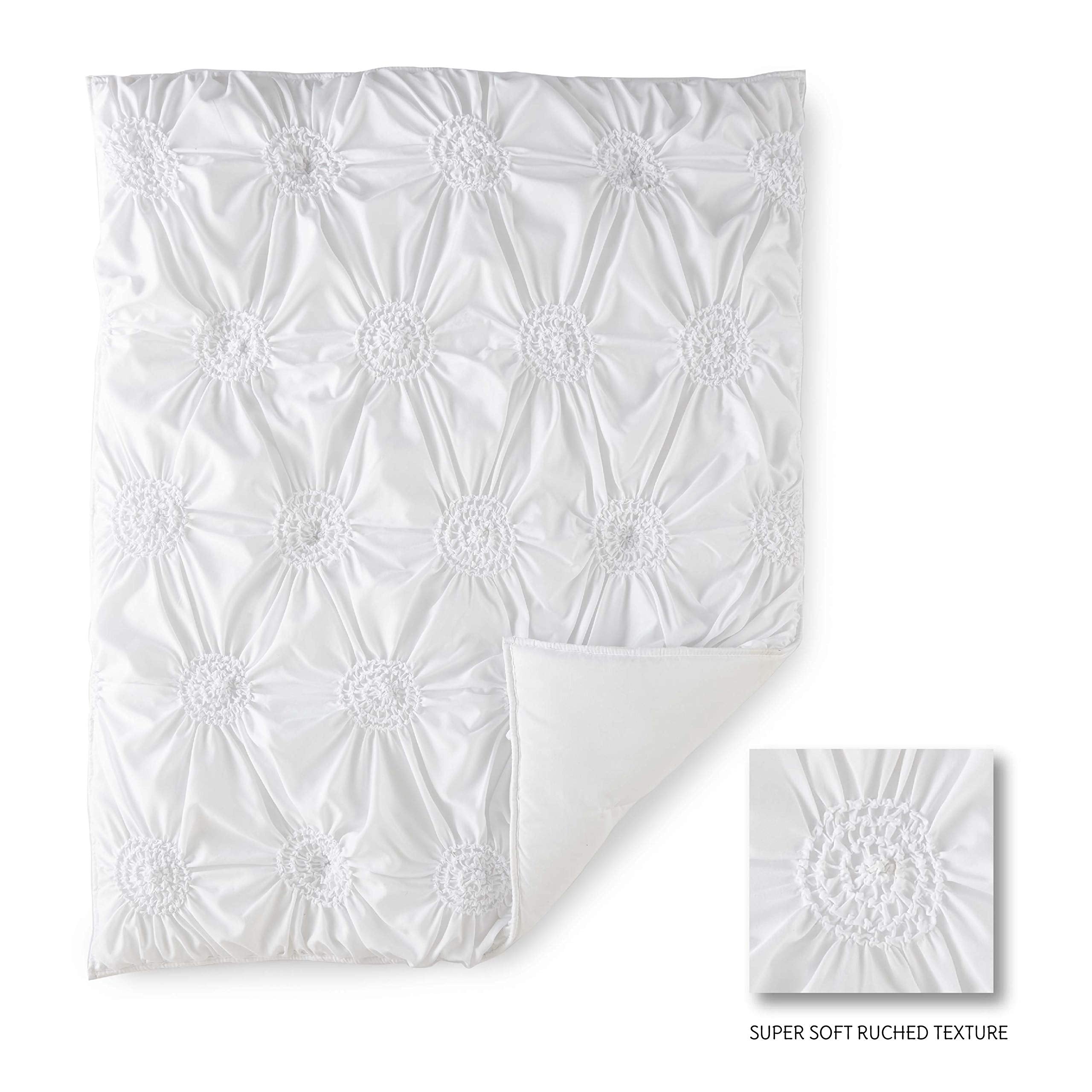 Willow Crib Bed Set - Baby Nursery Set - White - Soft Rosette Pintuck
