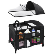 5-in-1 Baby Bassinet Bedside Sleeper with Swing Tube Converts to Cradle