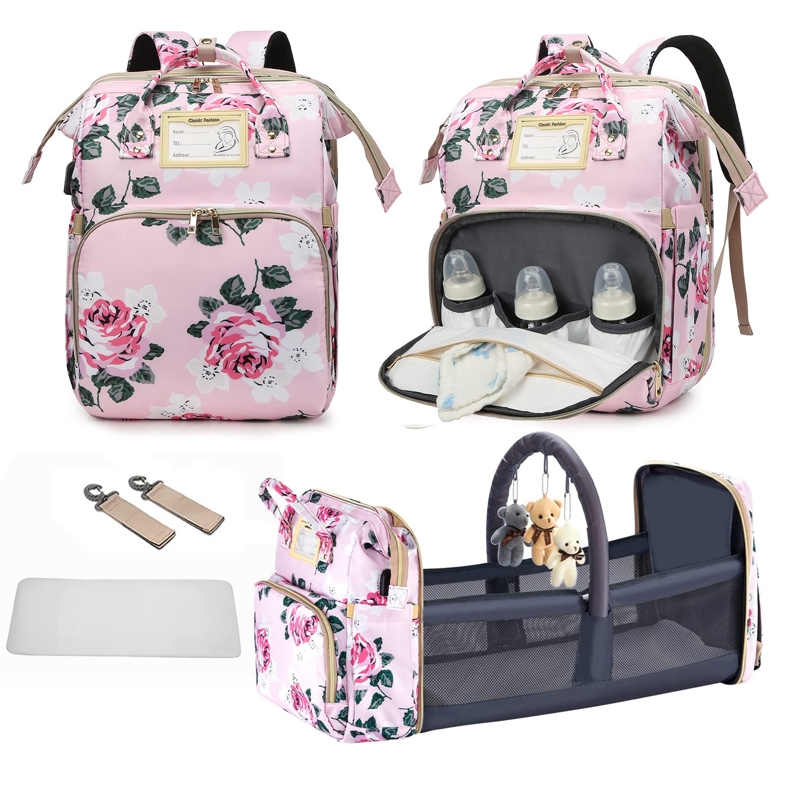 Diaper Bag Backpack with Changing Station, Foldable for Bady Toddler