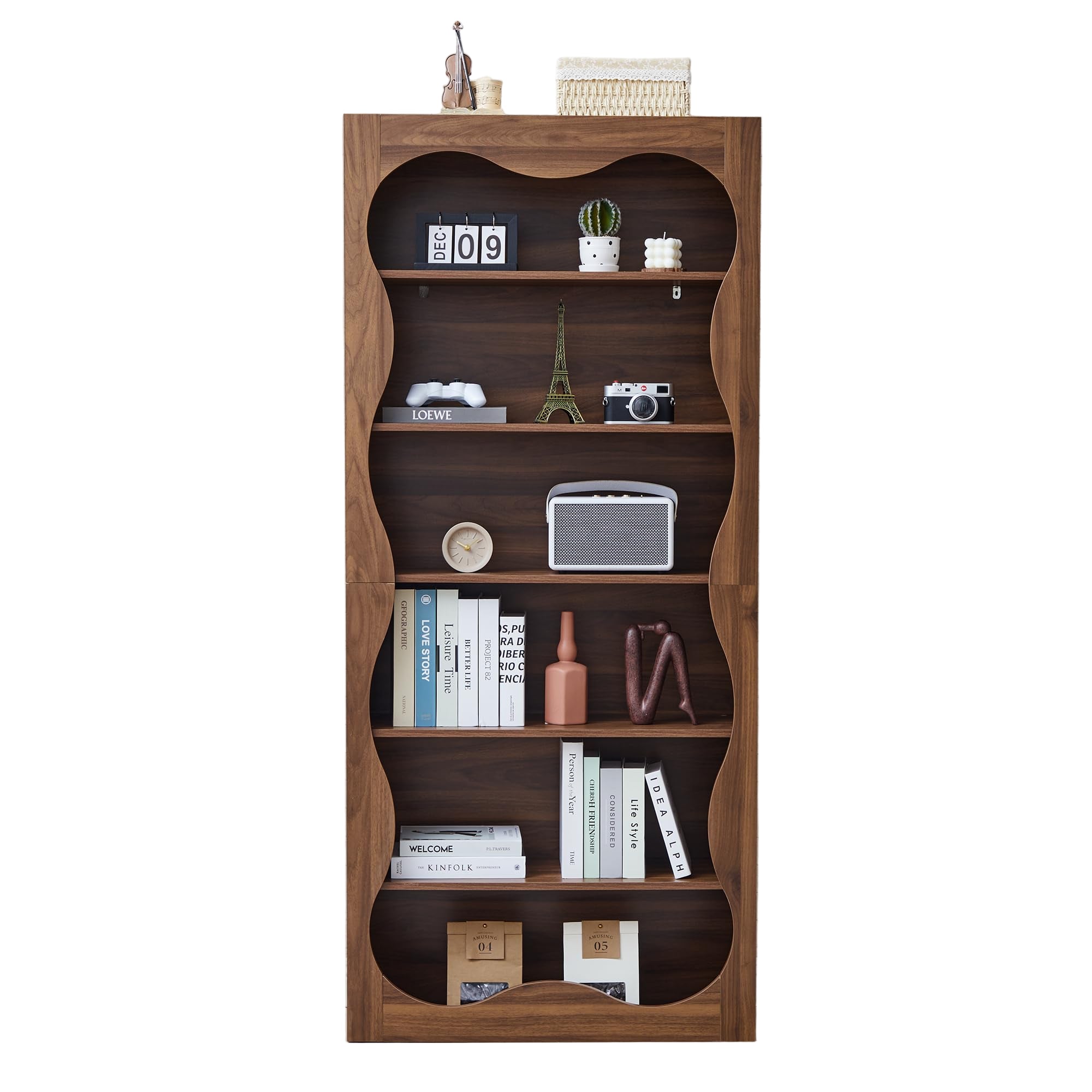 71" Tall Bookshelf, 6 Tier Large Wooden Book