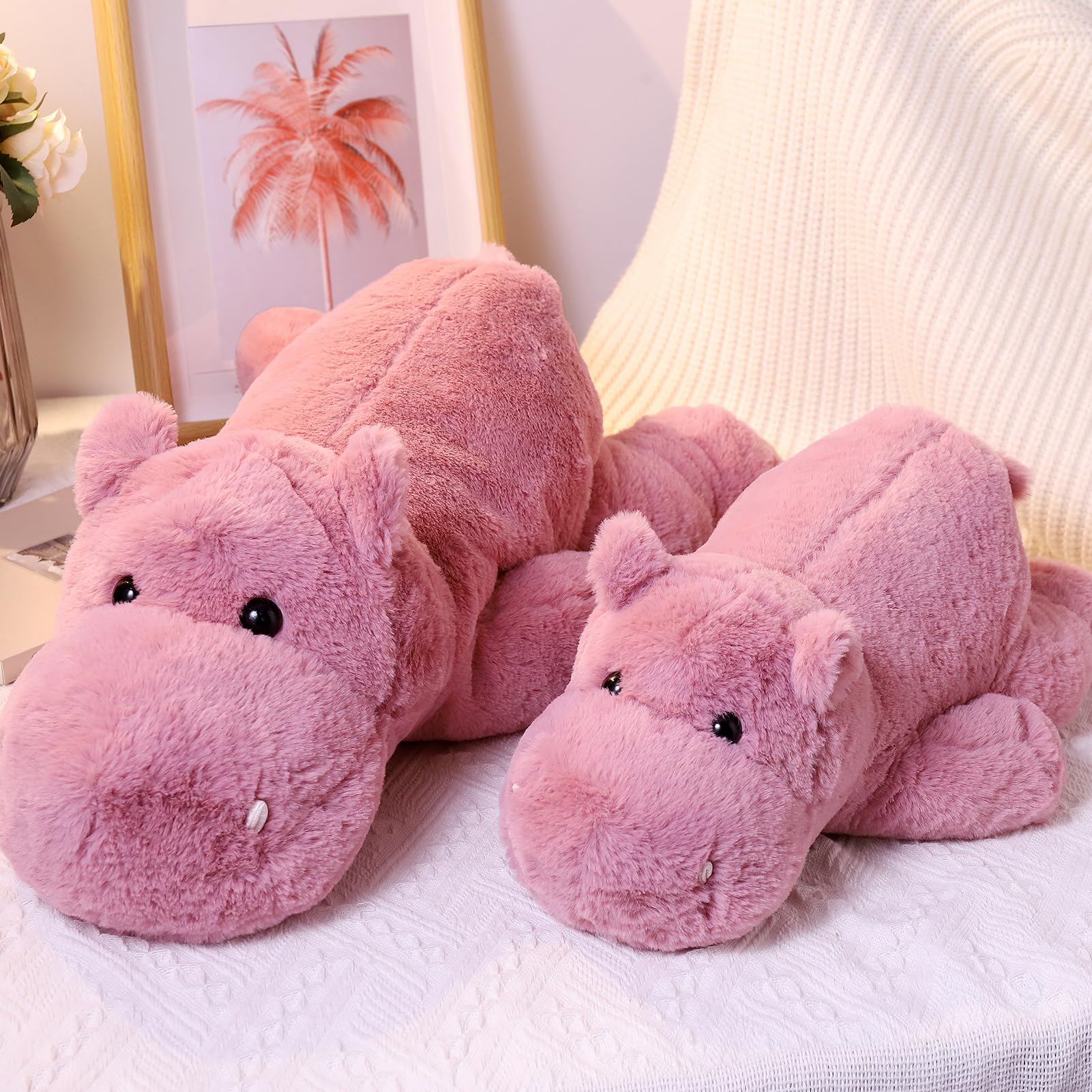 Weighted Stuffed Animals, Soft Pink Hippo Plush