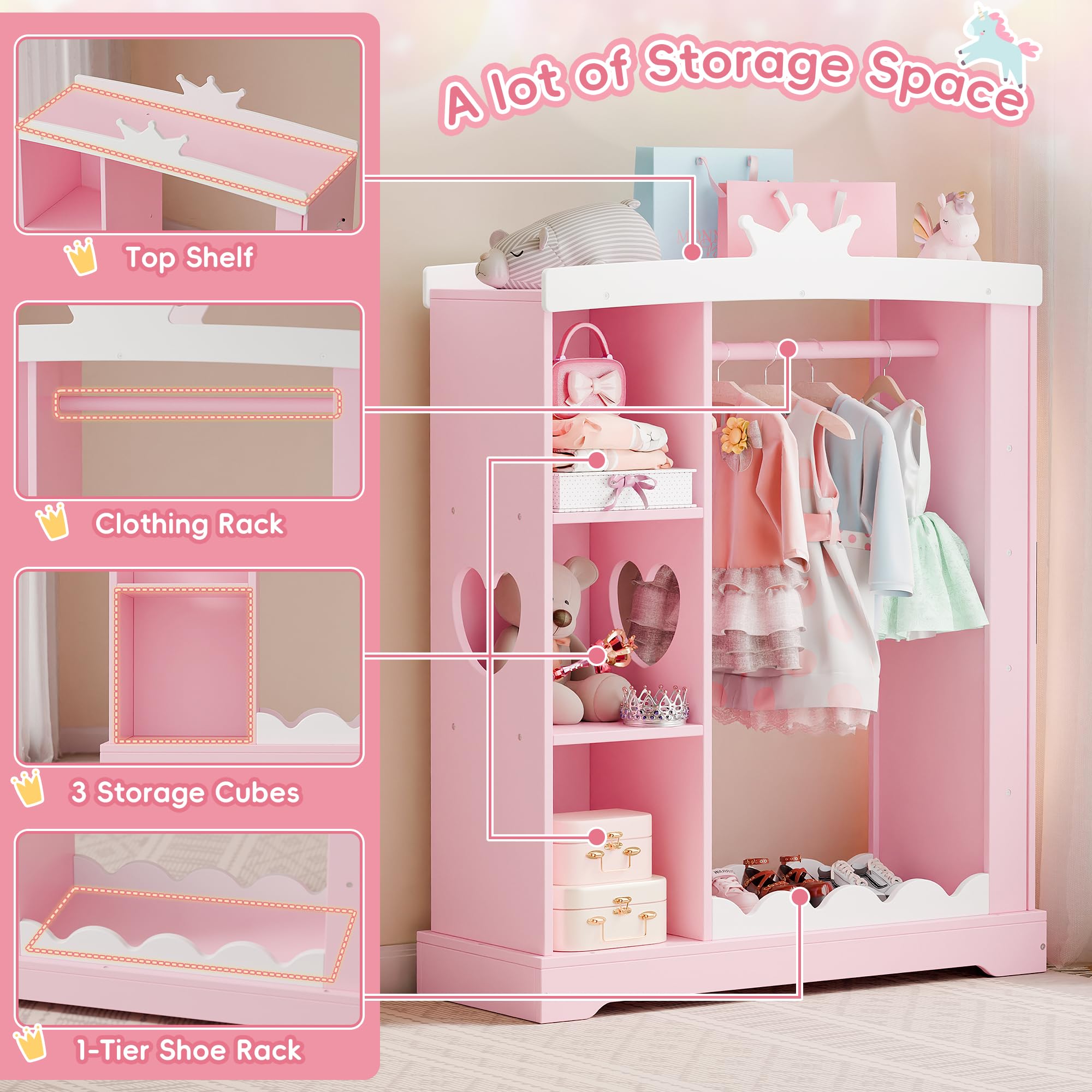 Kids Armoire with Jewelry Cabinet and Mirror