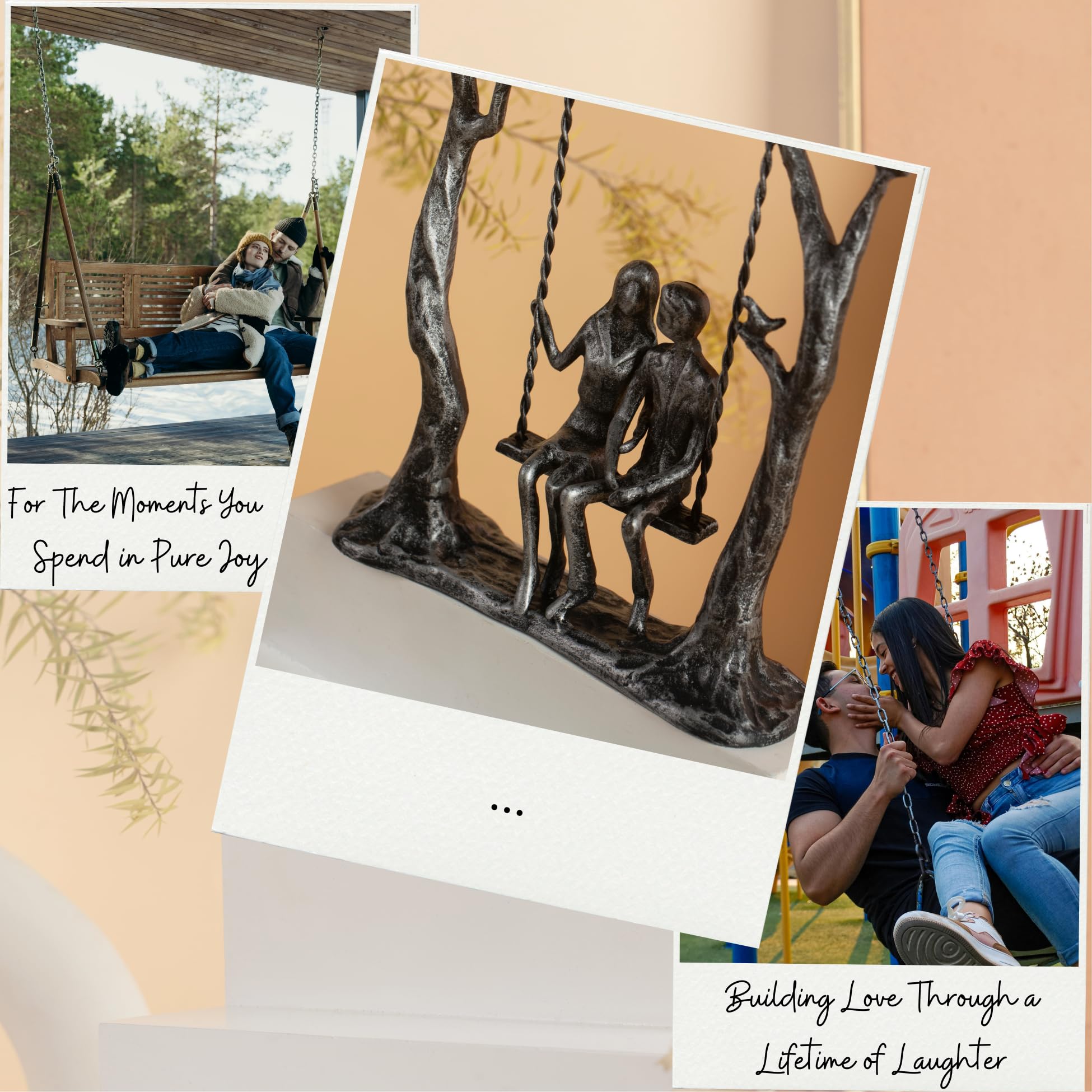 Romantic Couple Iron Sculpture Anniversary Statue