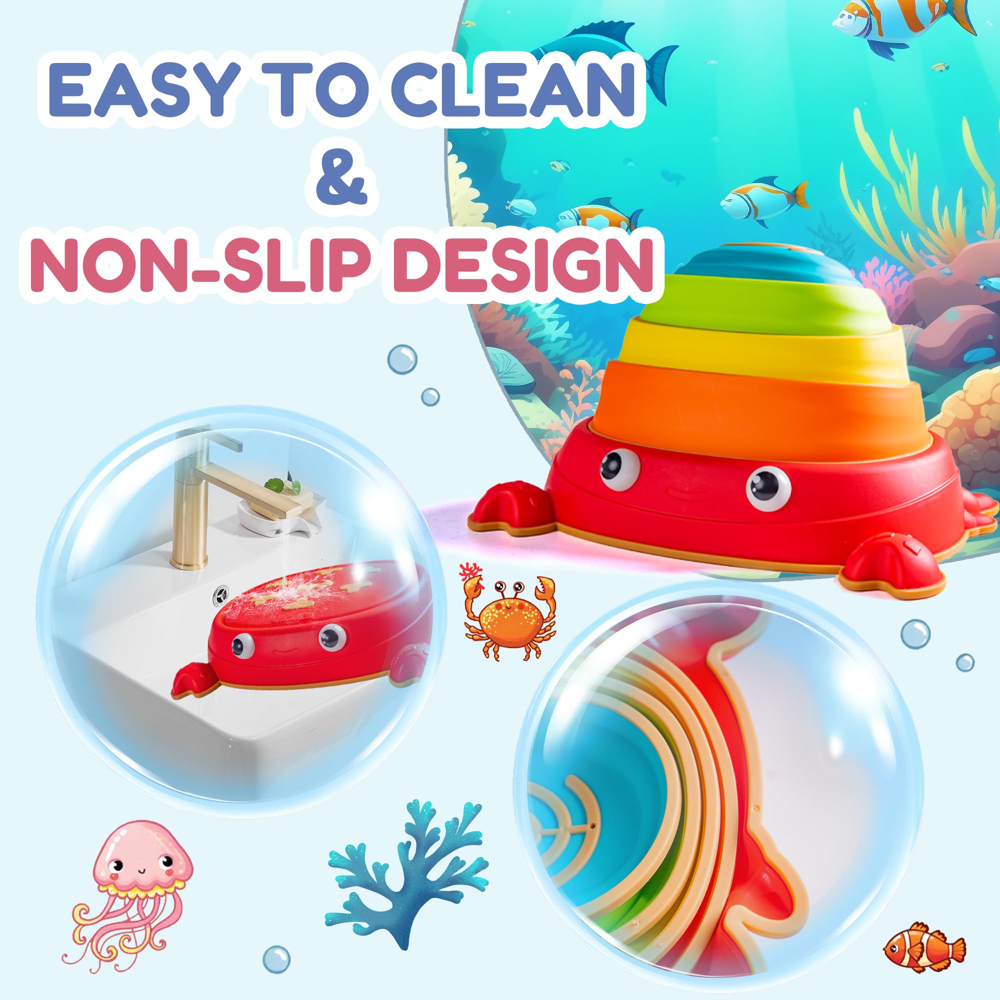 makarci Crab Stepping Stones for Kids,5pcs Double Anti-Slip Balance Sensory Stepping Stones Promoting Toddlers’ Sensory and Coordination Development，Indoor and Outdoor Play for Kids 3-8