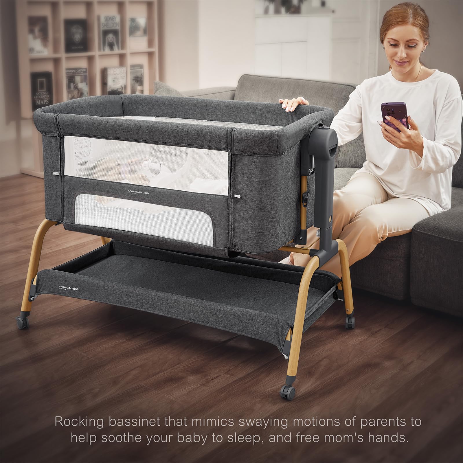 3 in 1 Baby Bassinet, Rocking Bassinets Bedside Sleeper