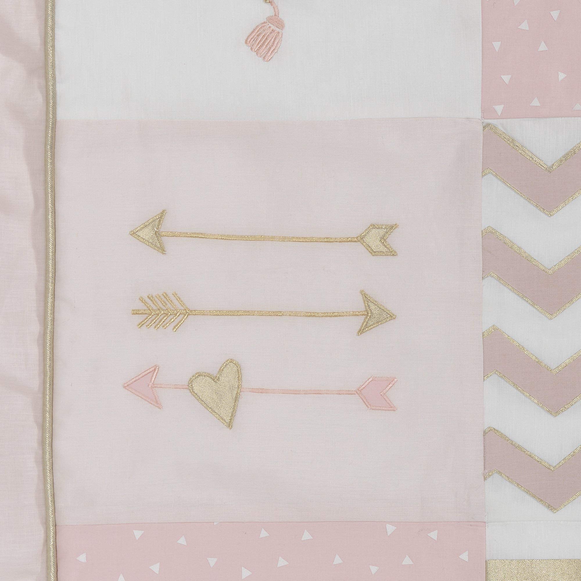 4-Piece Crib Bedding Set Pink Gold Heart