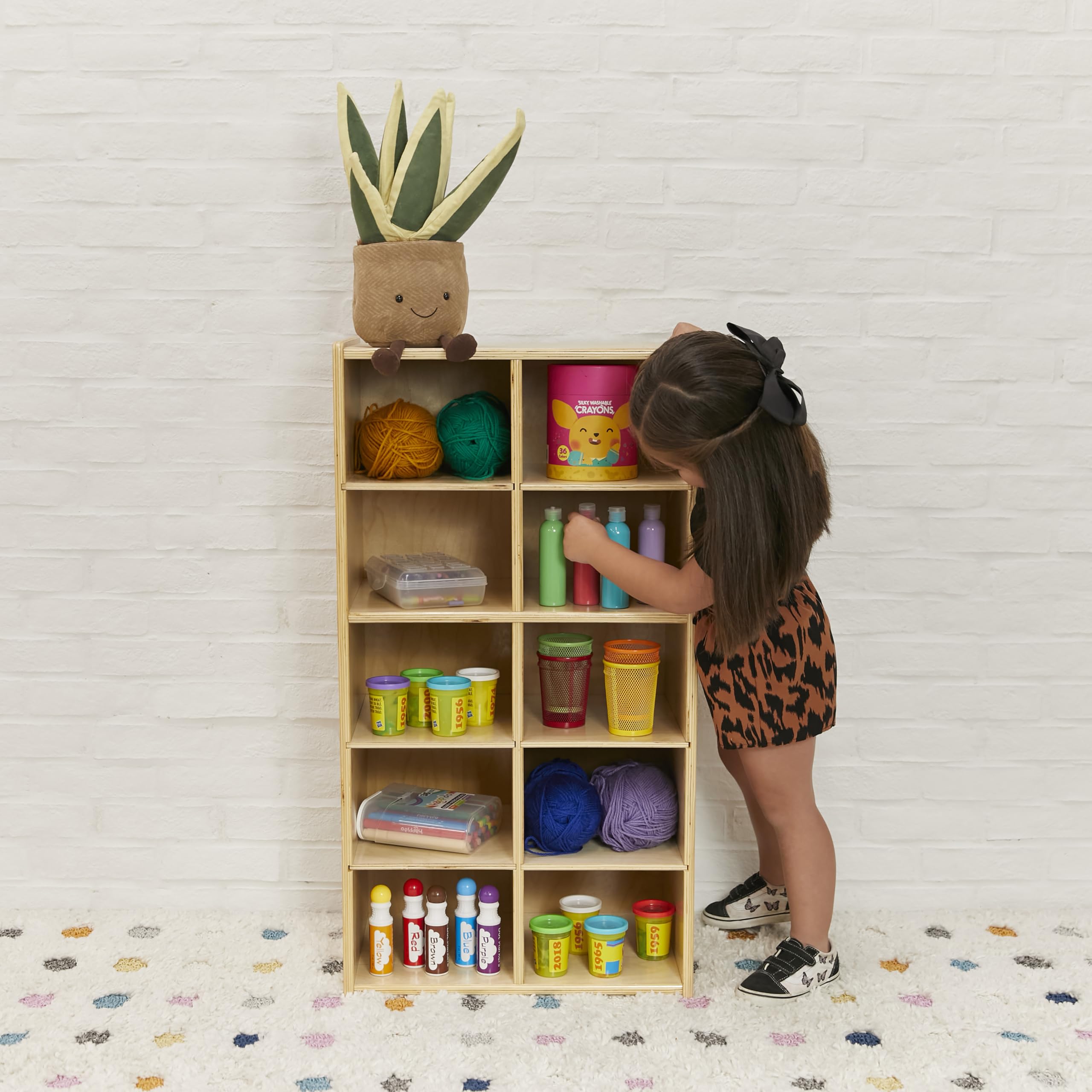 Streamline 10 Cubby Tray Storage Cabinet, 5x2, Classroom Furniture, Natural