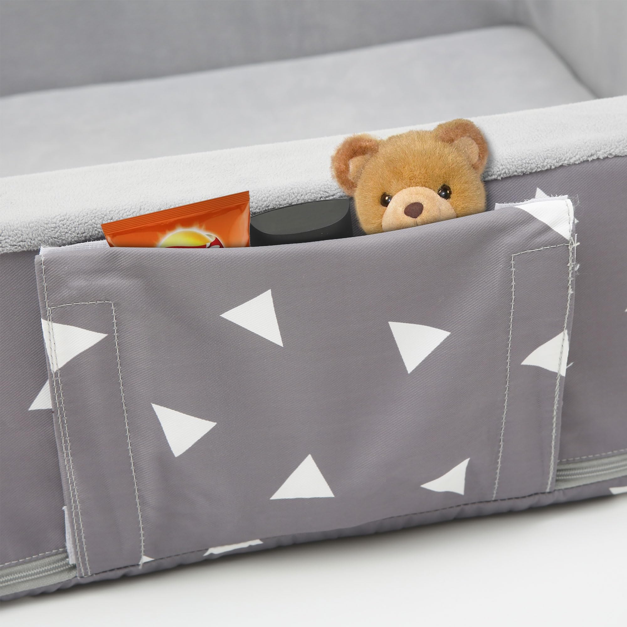 Foldable Toddler Travel Bed with Safety Rails and Washable Cover