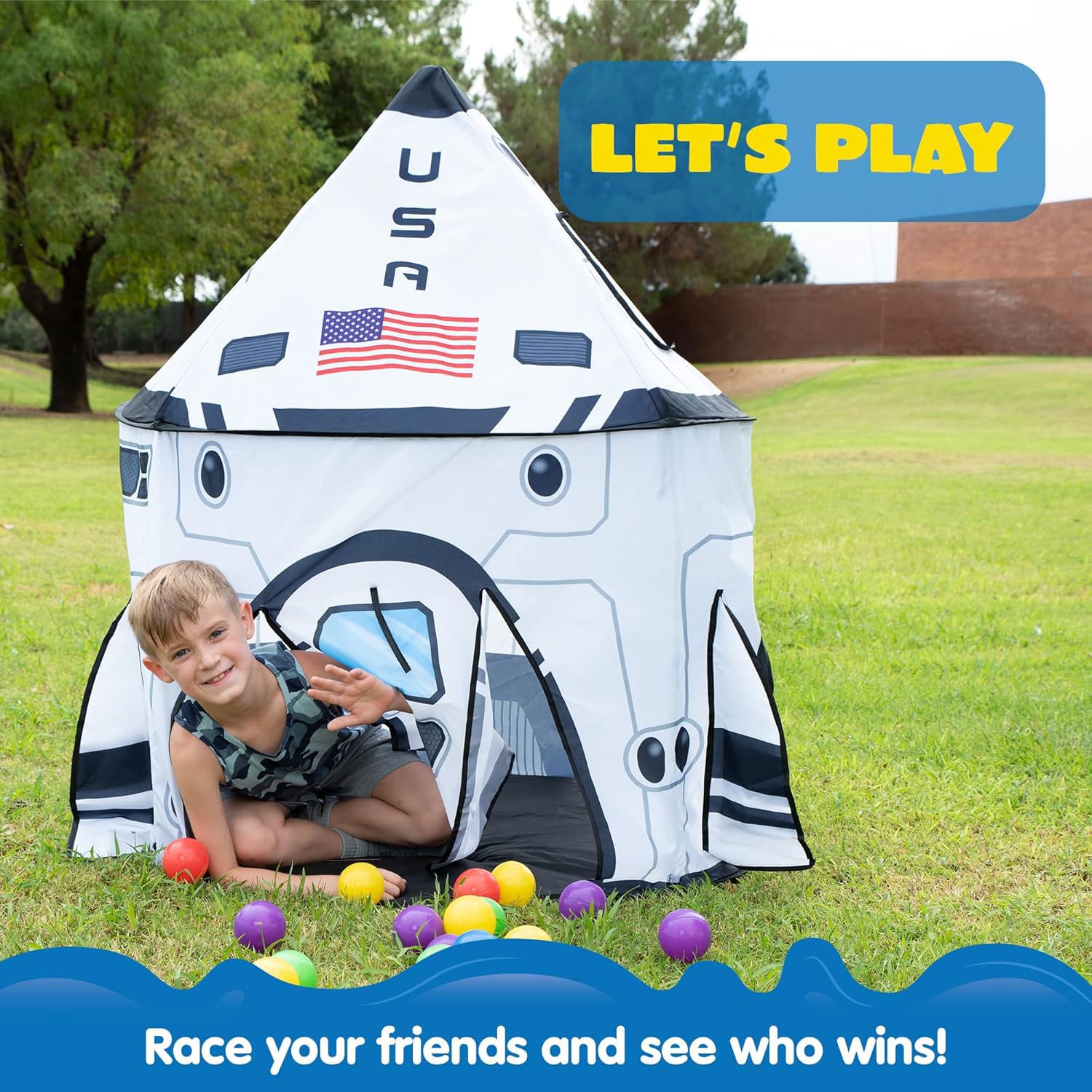 Rocket Ship Play Tent for Kids Indoor Outdoor
