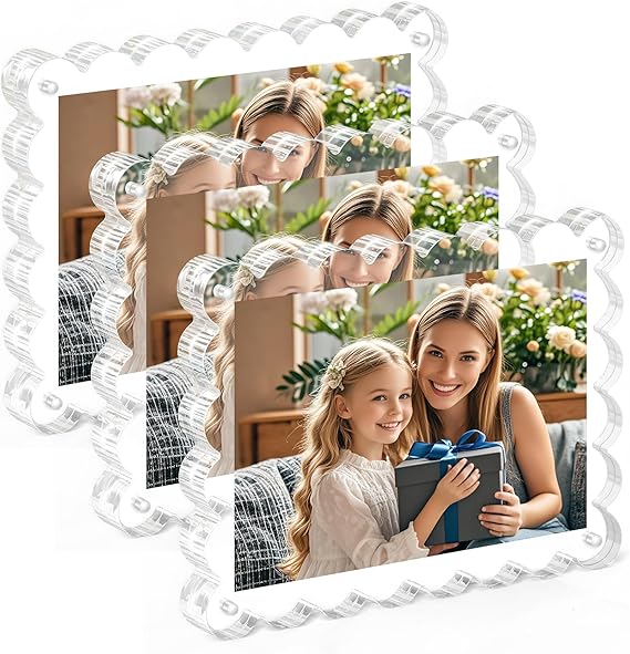 Clear Picture Frames 3Pack - Acrylic Magnetic Photo Frame 4×4 Inch