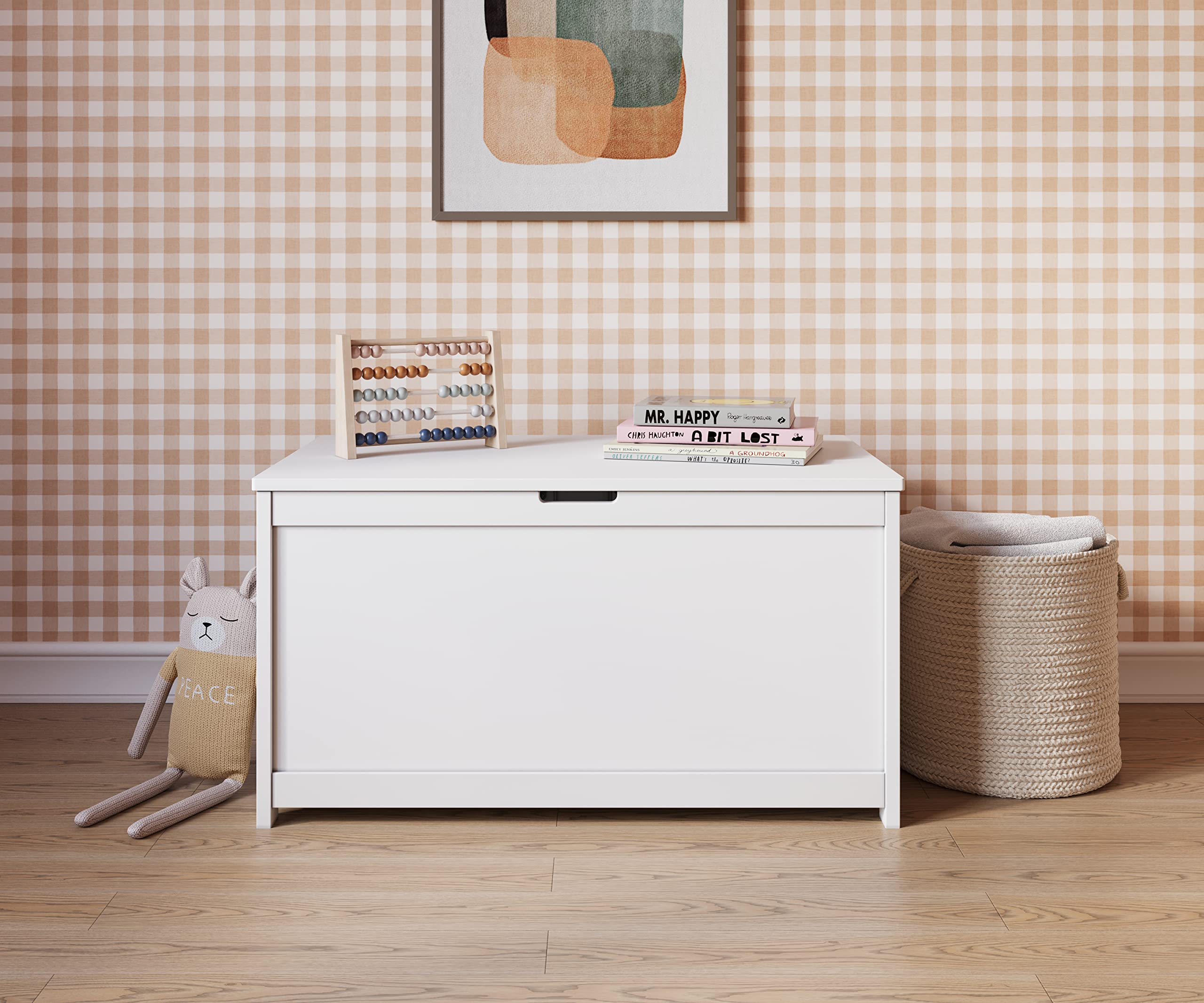 33" Wood Toy Storage Chest with Soft Close Safety Hinges