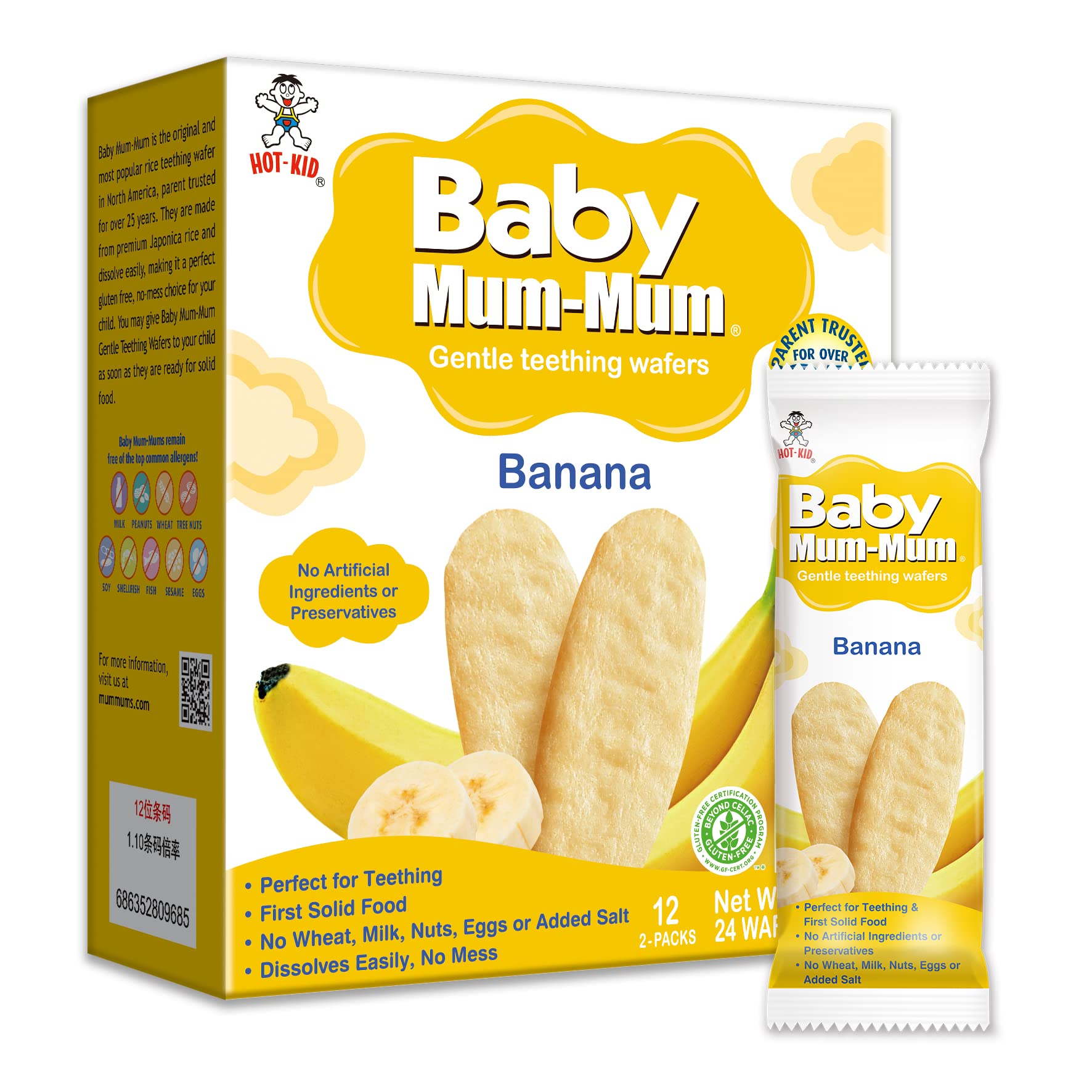 Rice Rusks, Banana, Gluten Free, Allergen Free, Non-GMO, Rice Teether Cookie for Teething