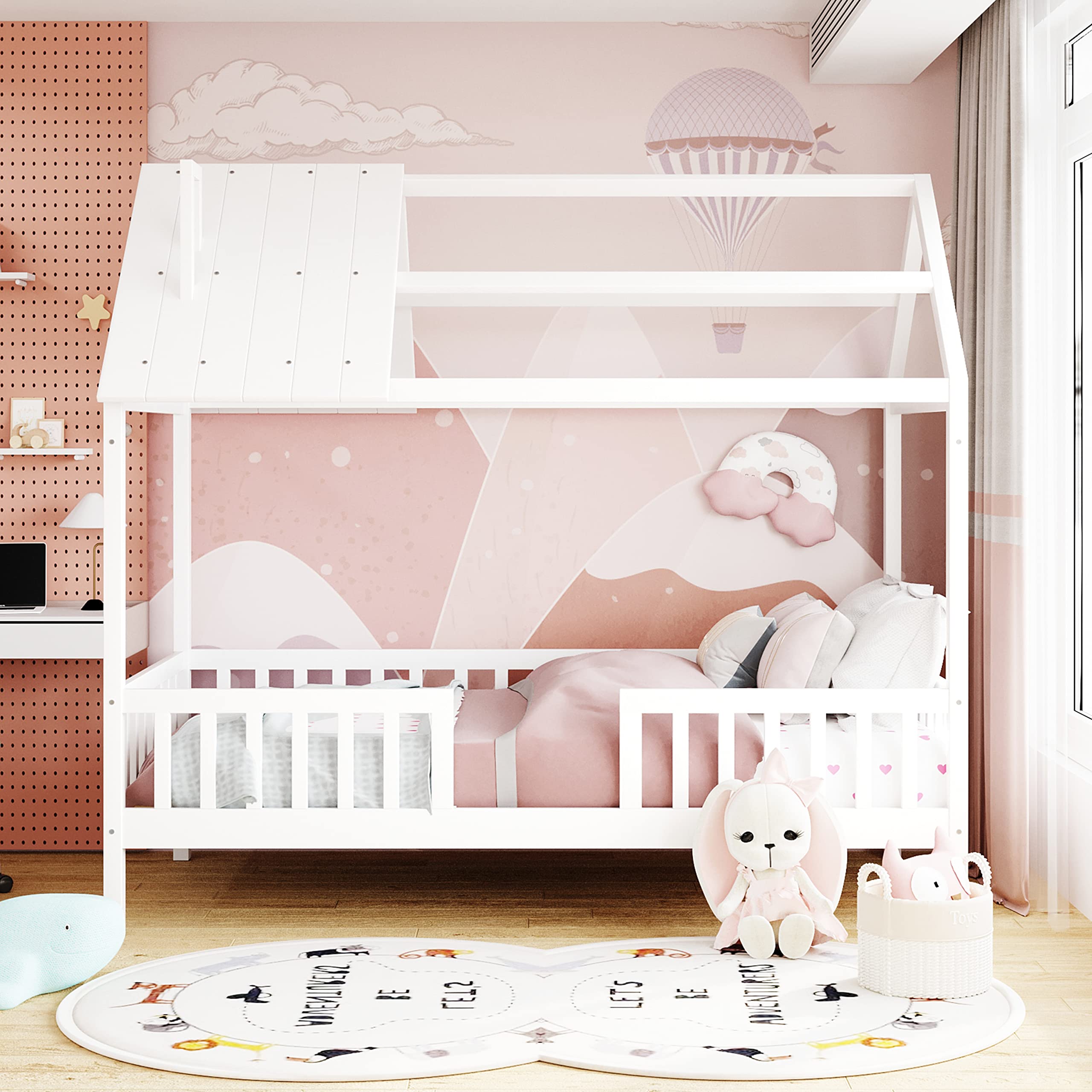 Twin House Bed with Fence