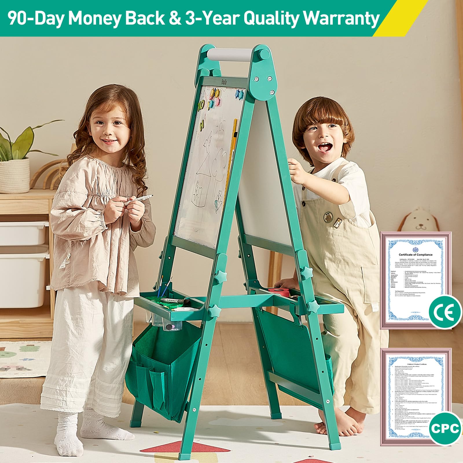 Foldable Kids Art Easel with Adjustable Height