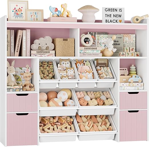 " W Toy Storage Organizer with Drawers, Large Kids Toy