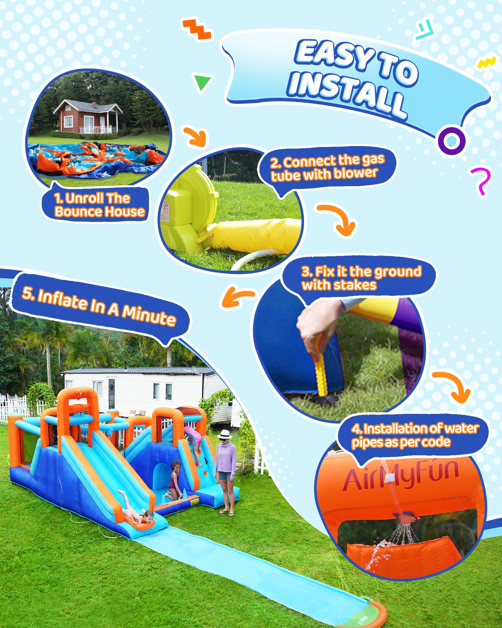 Inflatable Bounce House with Double Slide and Ball Pit
