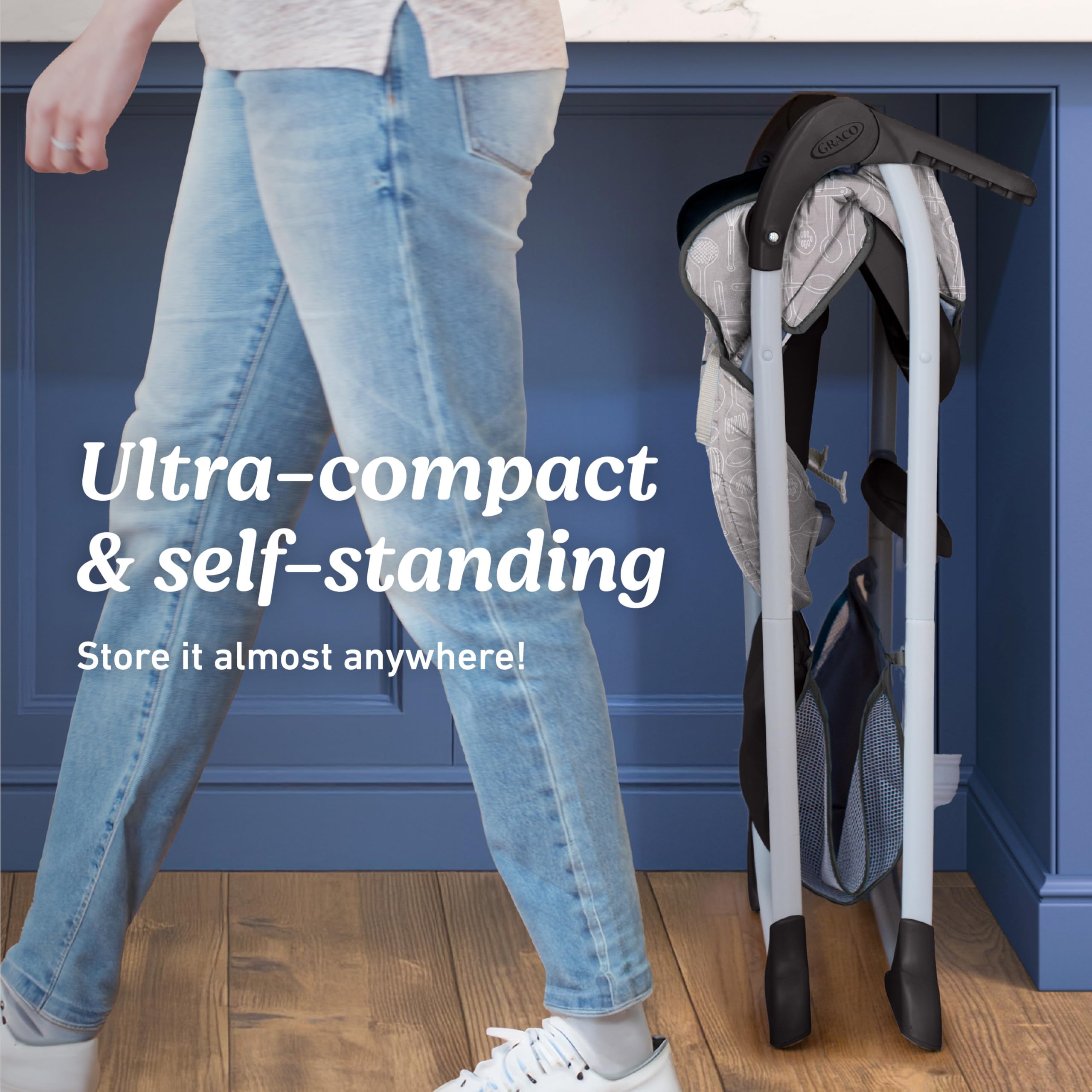 Ultra Slim Fast-Folding High Chair with One-Hand Fold - Space-Saving Design