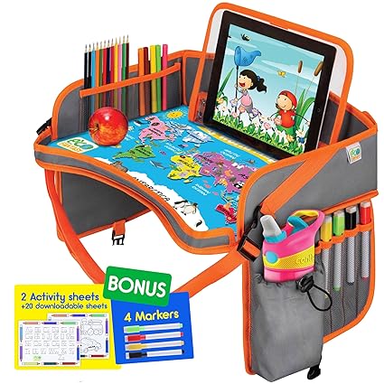 Car Seat Tray for Toddler - Waterproof Carseat Table Top - Kids Travel Tray