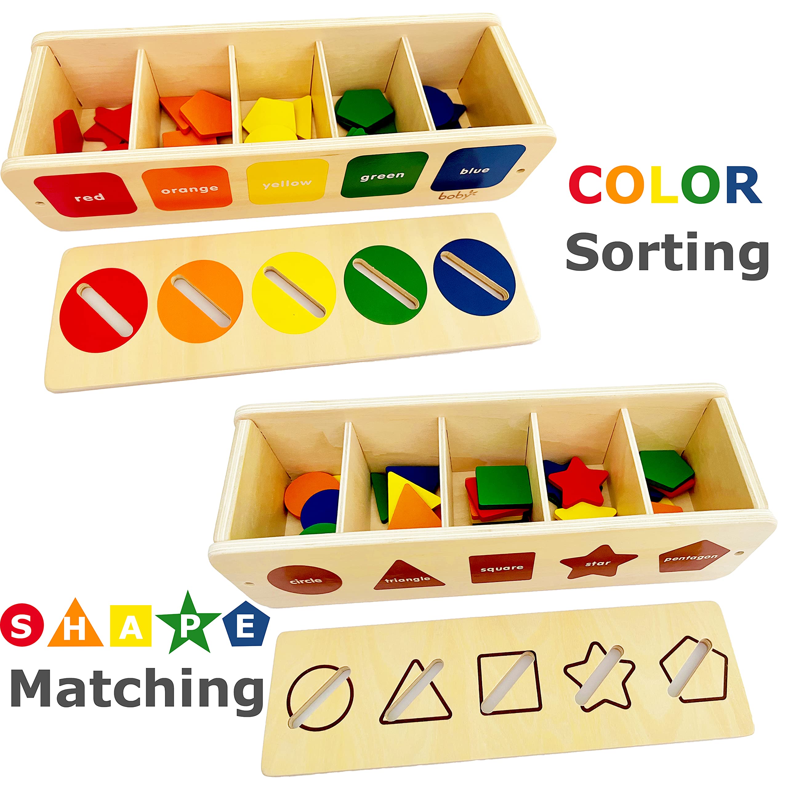 Dailyfunn Montessori Toys Color&Shape Sorting Learning Matching Box for Baby Toddlers 1-3 Year Old