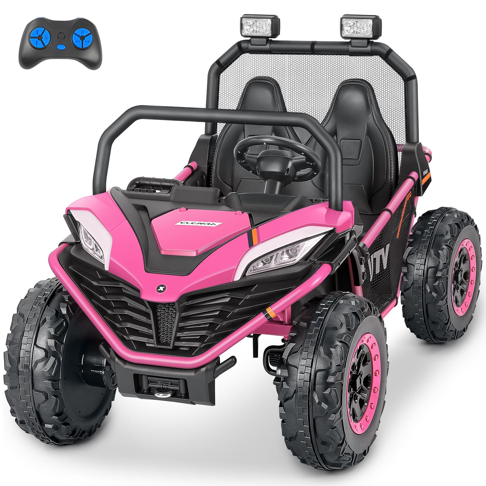 24V 10AH 2 Seater Ride on Toy for Big Kids,20in Wide Seats All-Terrain 4WD Ride on Car