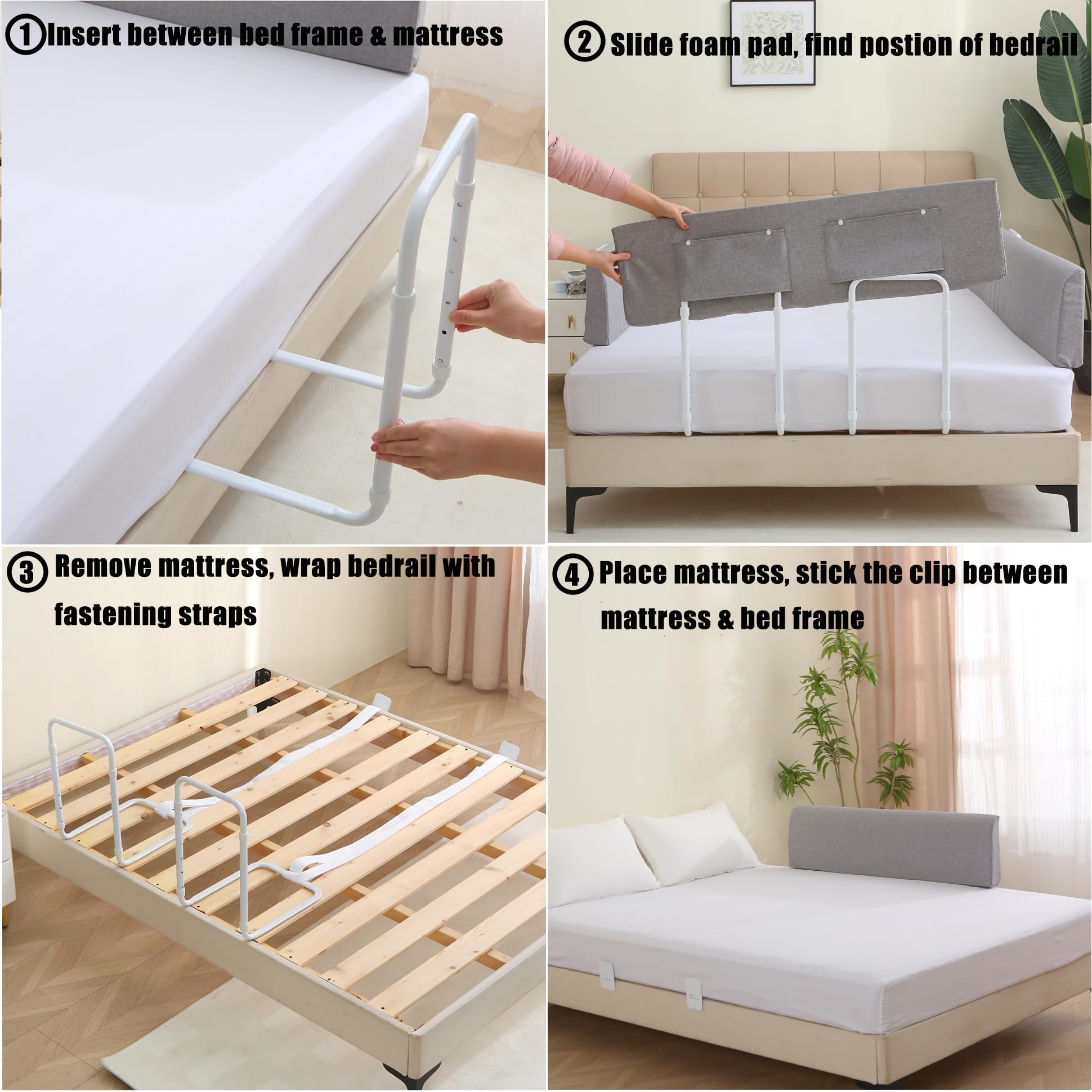 Toddler Bed Guard Rail 43 Inch Foam Padded Safety Rail