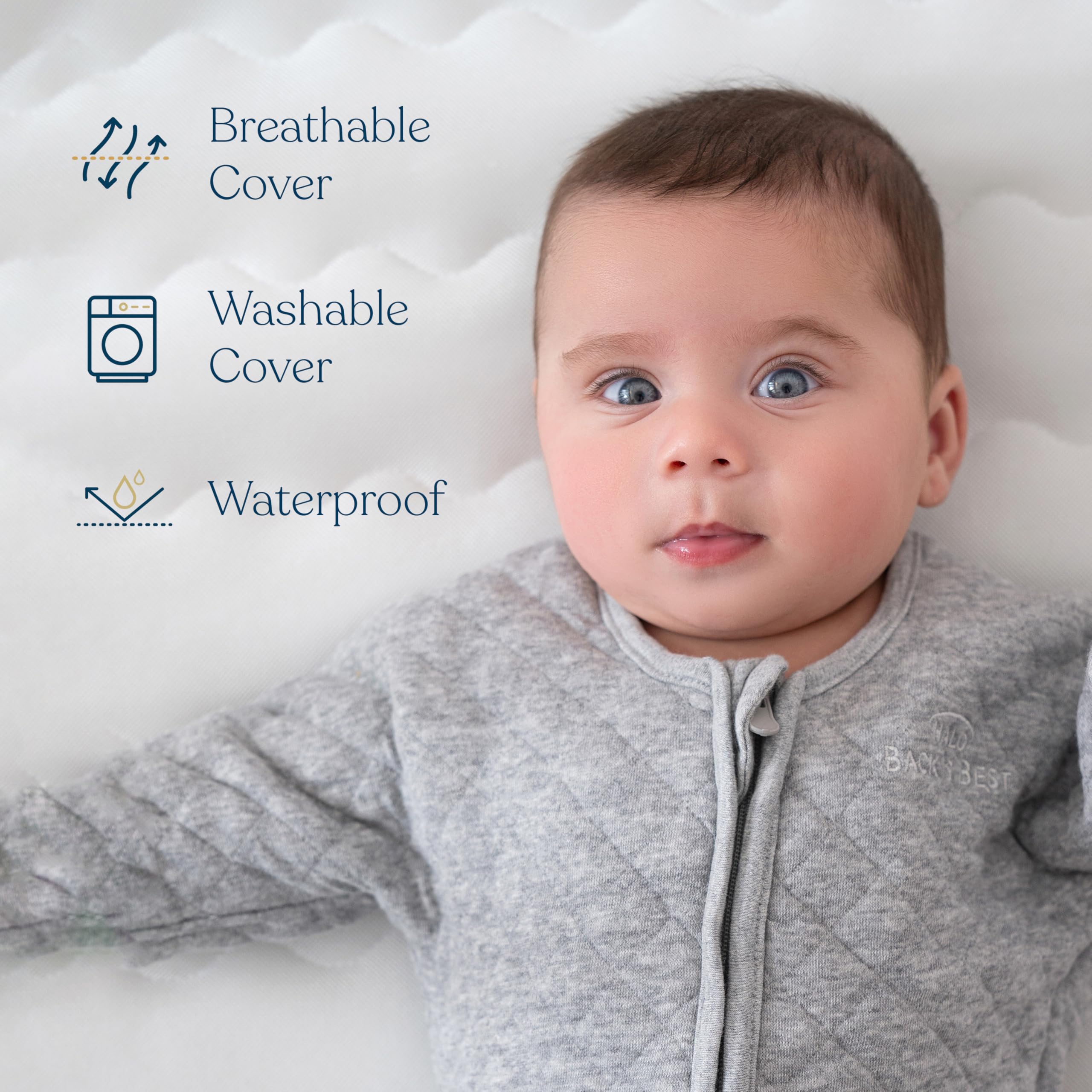 Breathable Crib & Toddler Mattress with Waterproof Washable Cover