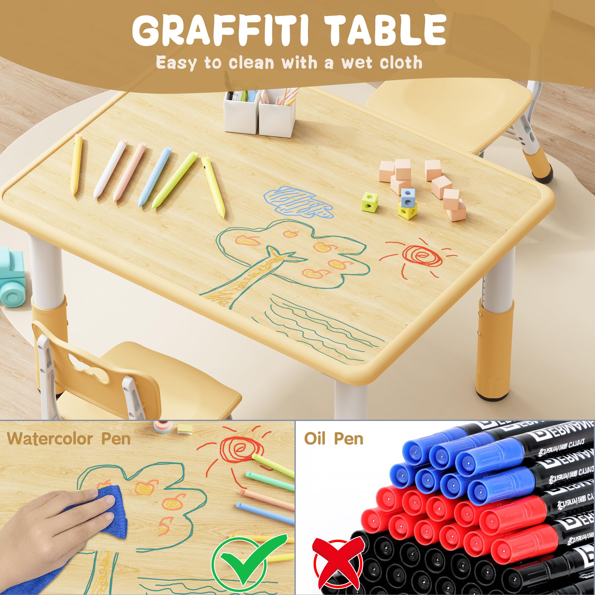 Height Adjustable Kids Table and Chair Set