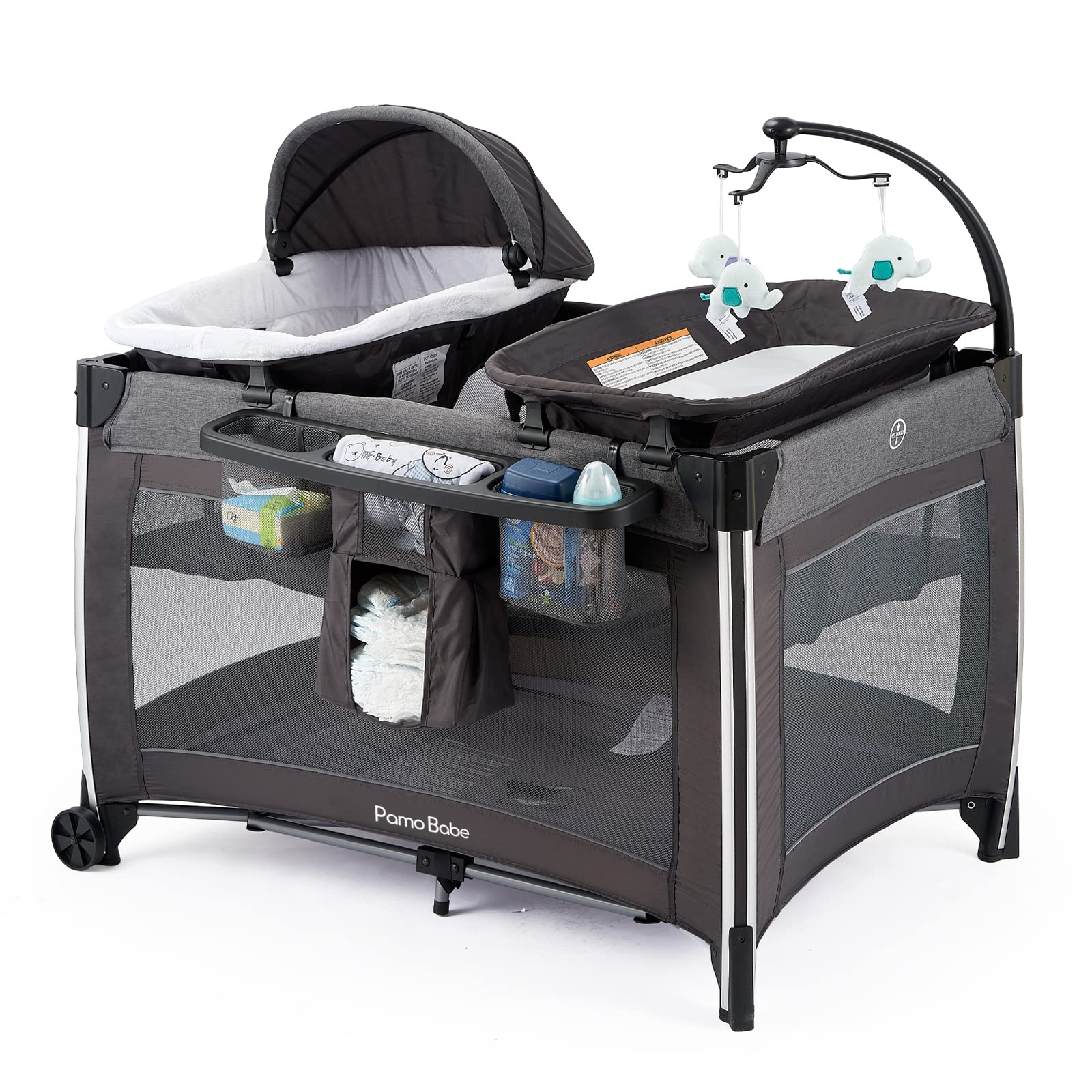 4-in-1 Portable Baby Playard with Bassinet and Changing Table