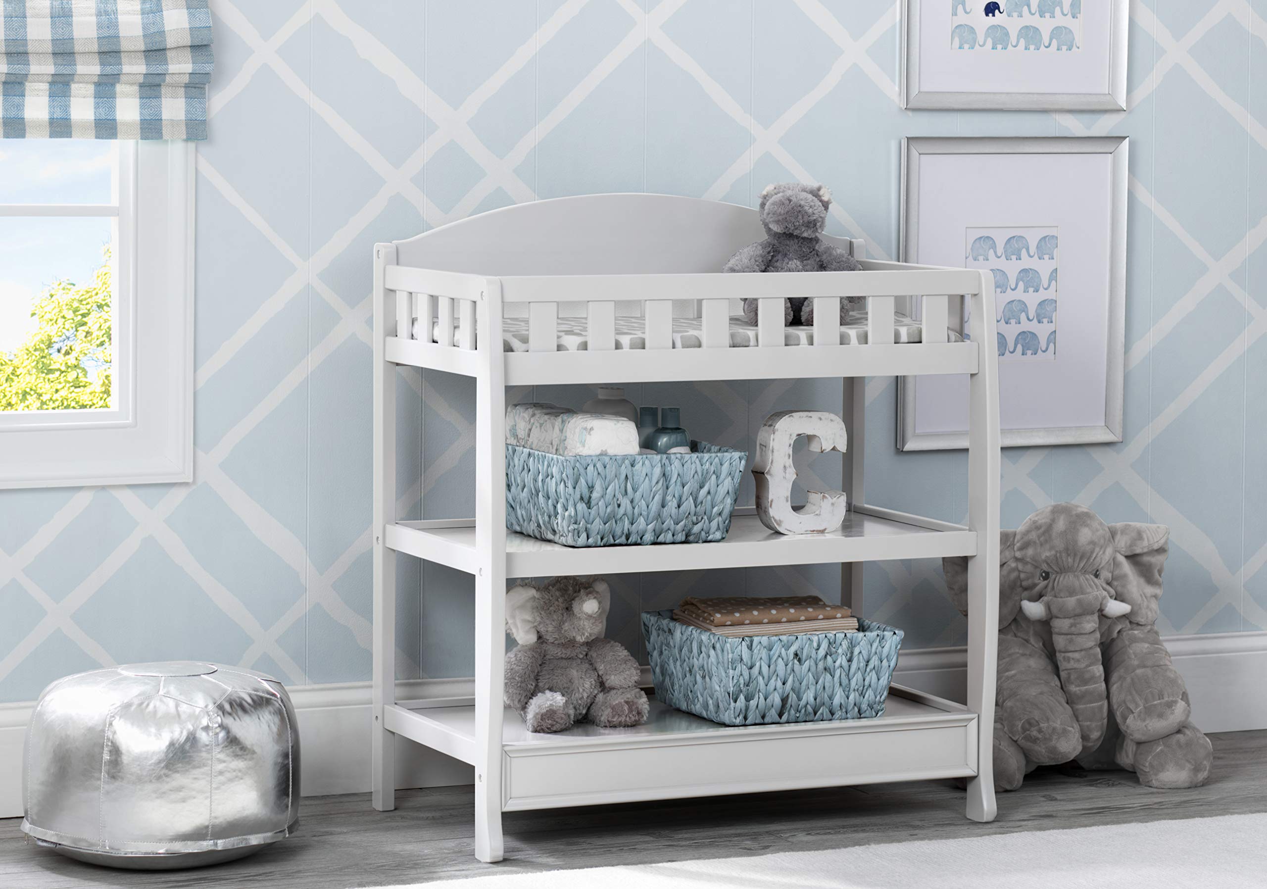 Infant Changing Table with Pad and Storage Shelves
