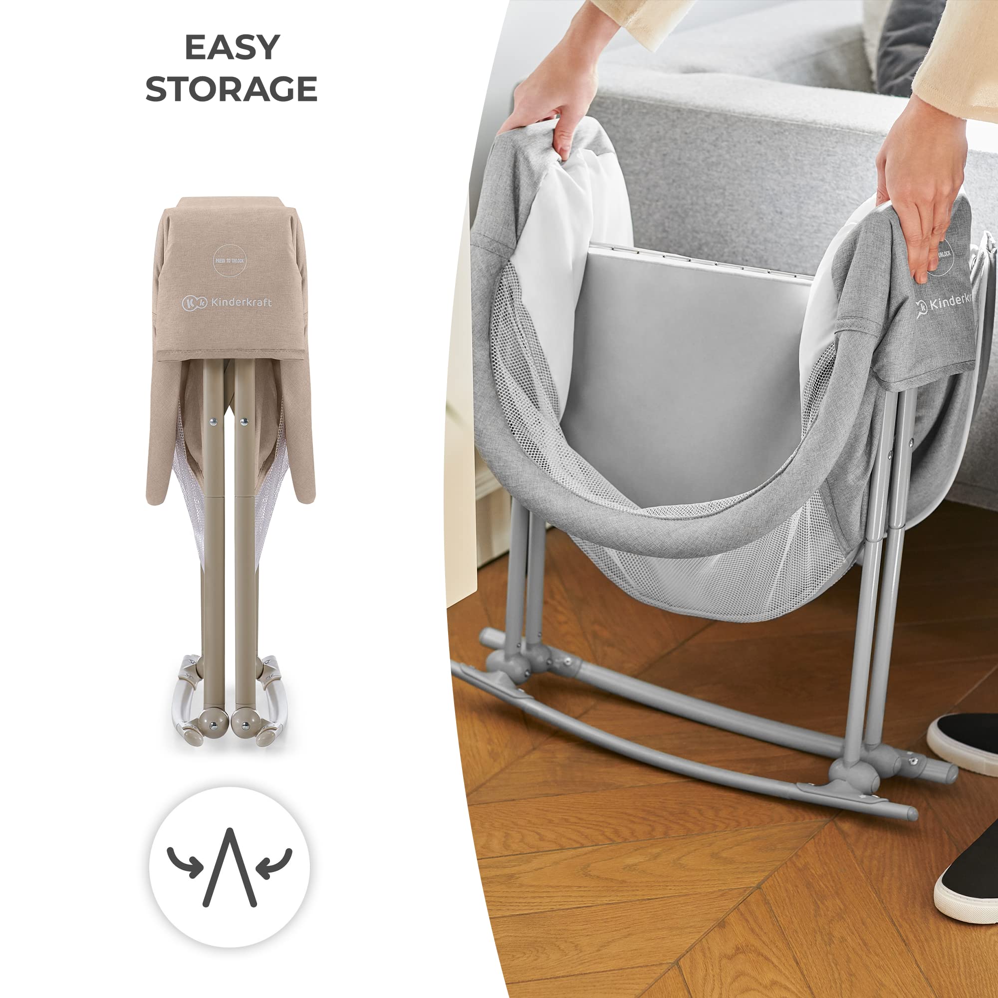 Portable Travel Bassinet with Mosquito Net and Adjustable Hood