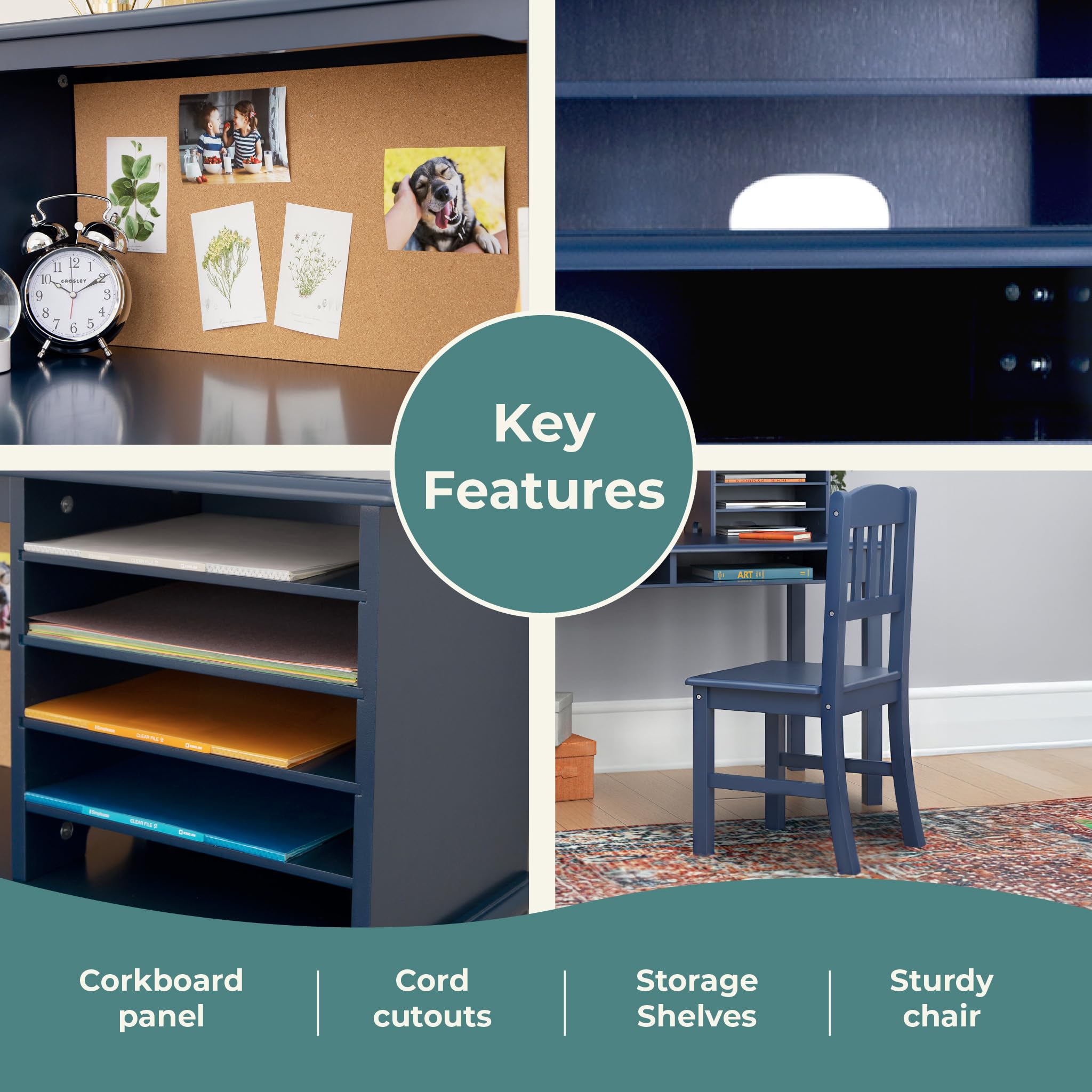 Kids Media Desk and Chair Set with Hutch