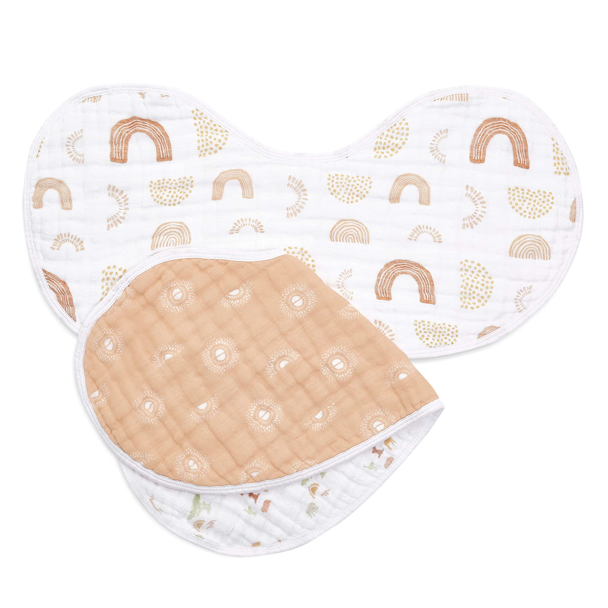 Burpy Bib, 100% Cotton Muslin, Soft Absorbent 4 Layers, Multi-Use Burp Cloth and Bib