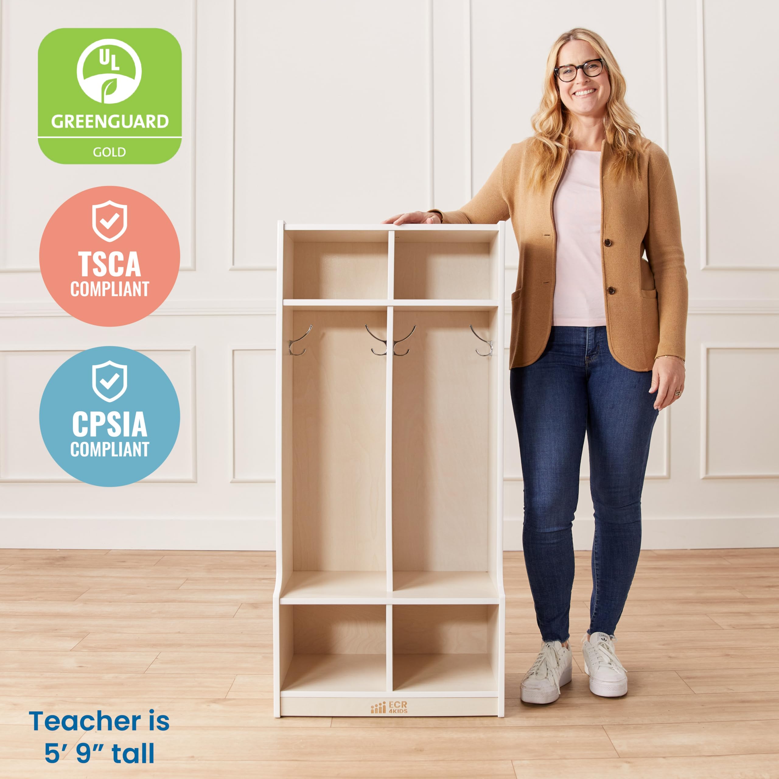 2-Section Coat Locker with Bench and Cubby Storage