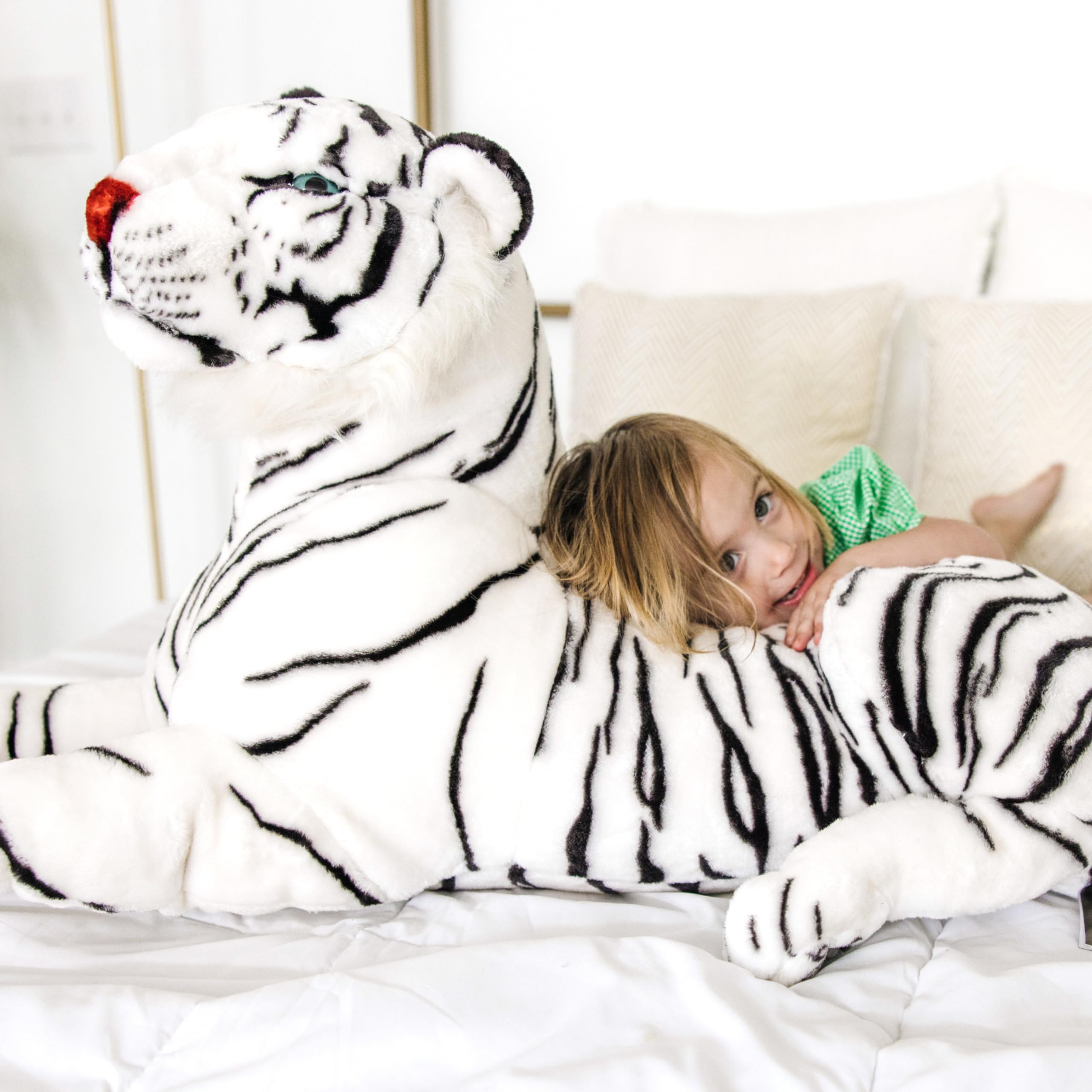 Giant Siberian White Tiger - Lifelike Stuffed Animal (Over 5 feet Long)