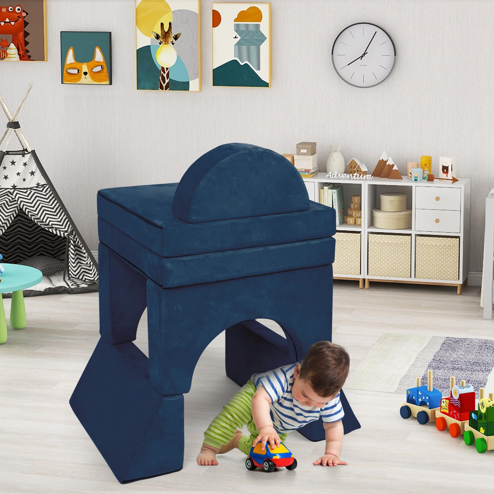 Modular Kids Play Couch, 10PCS Child Sectional Sofa Imaginative Furniture Play Set