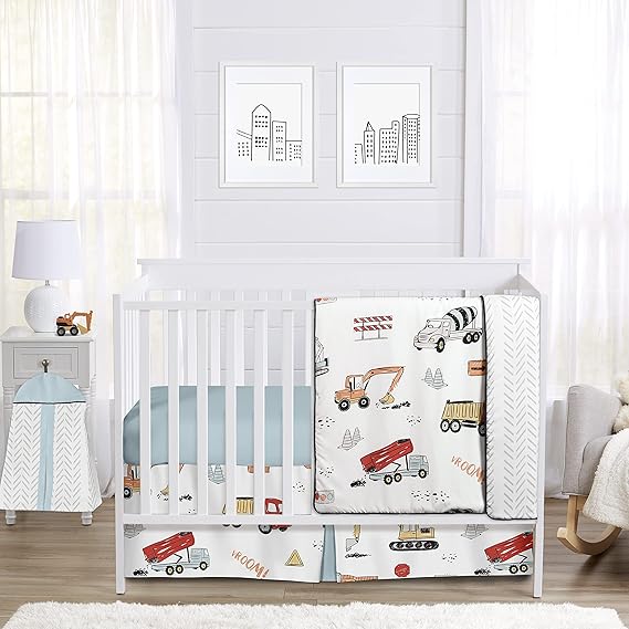 Designs Nautical Anchor Baby Boy or Girl Nursery Crib Bedding Set - 4 Pieces - Navy Blue and White Gender Neutral
