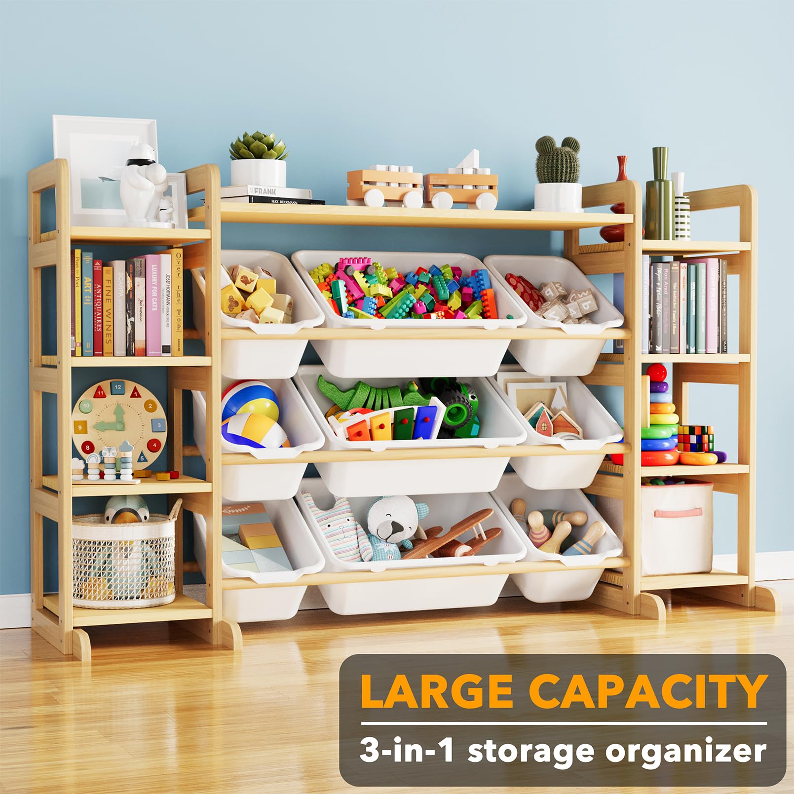 Large Toy Storage Organizer with 9 Bins