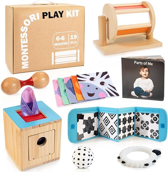 Montessori Toys for Babies 0-6 Months, 9 in 1 Learning Educational Sensory