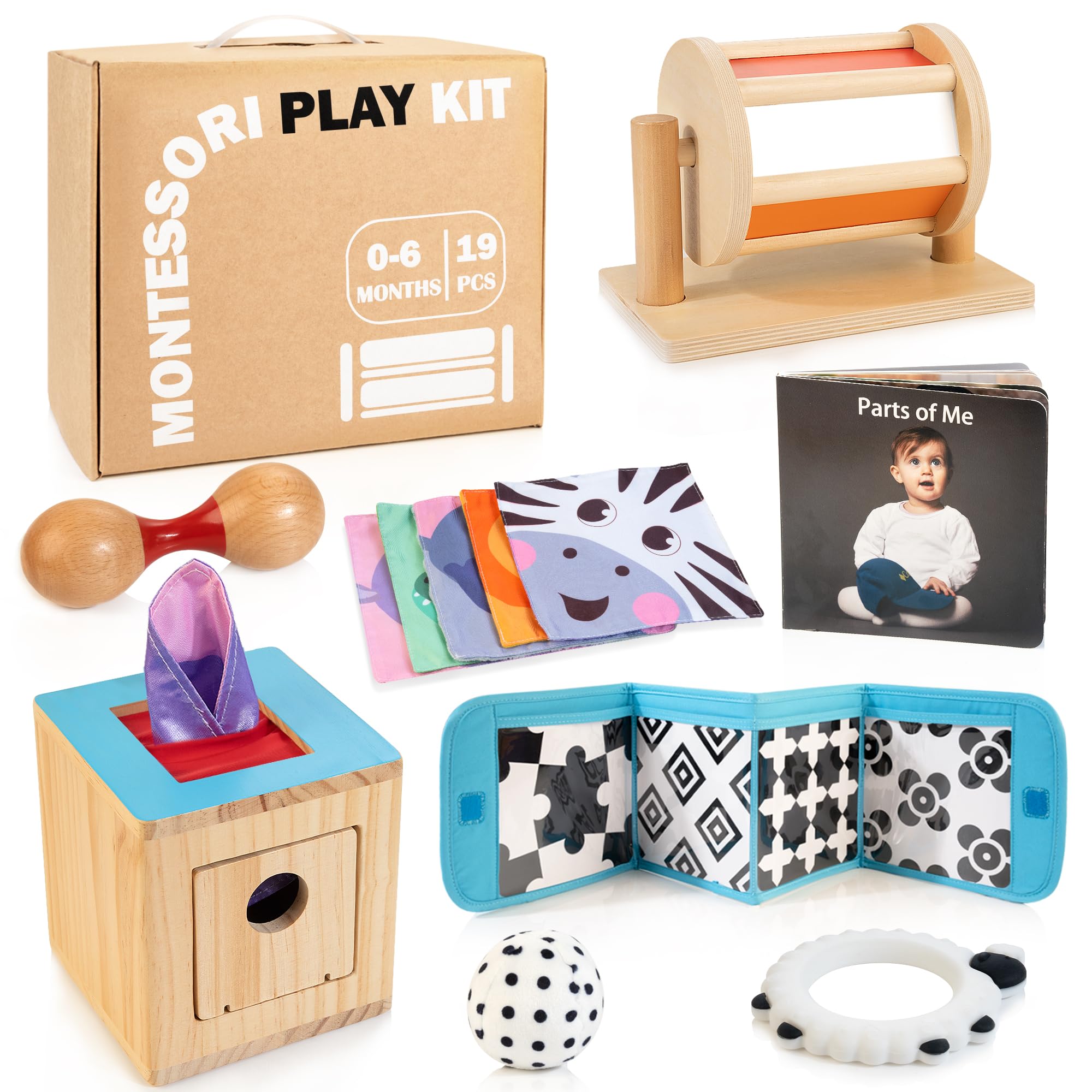 Montessori Toys for Babies 0-6 Months, 9 in 1 Learning Educational Sensory