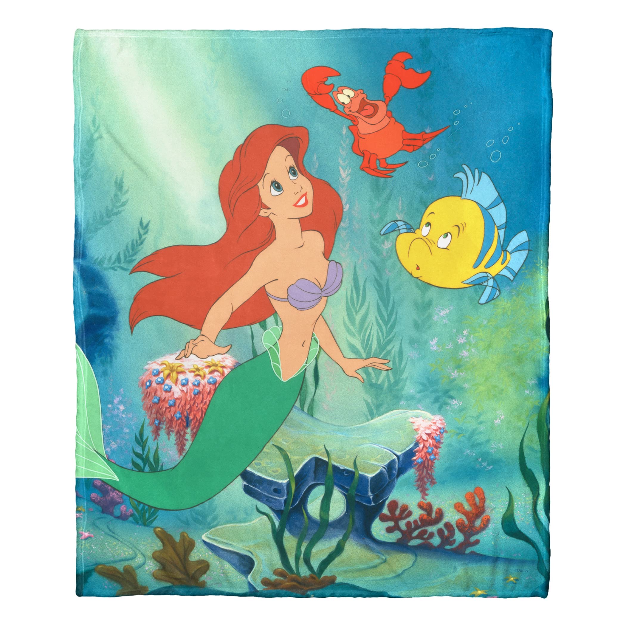 Little Mermaid/Ariel Silk Touch Throw Blanket, 50" x 60", Underwater Friends