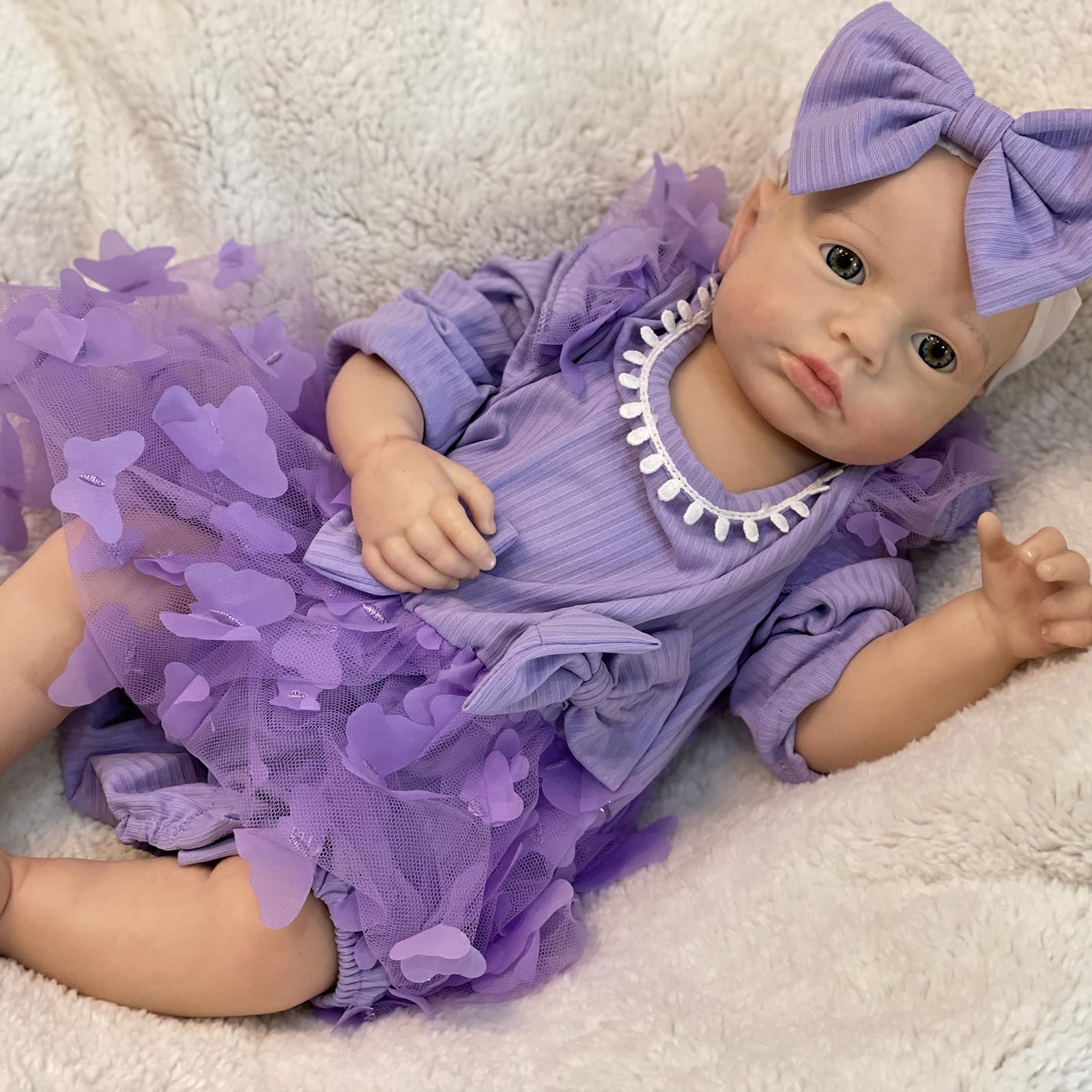 18Inch Loulou Full Body Solid Silicone Baby Dolls Realistic Painted Silicone Newborn Doll Girl