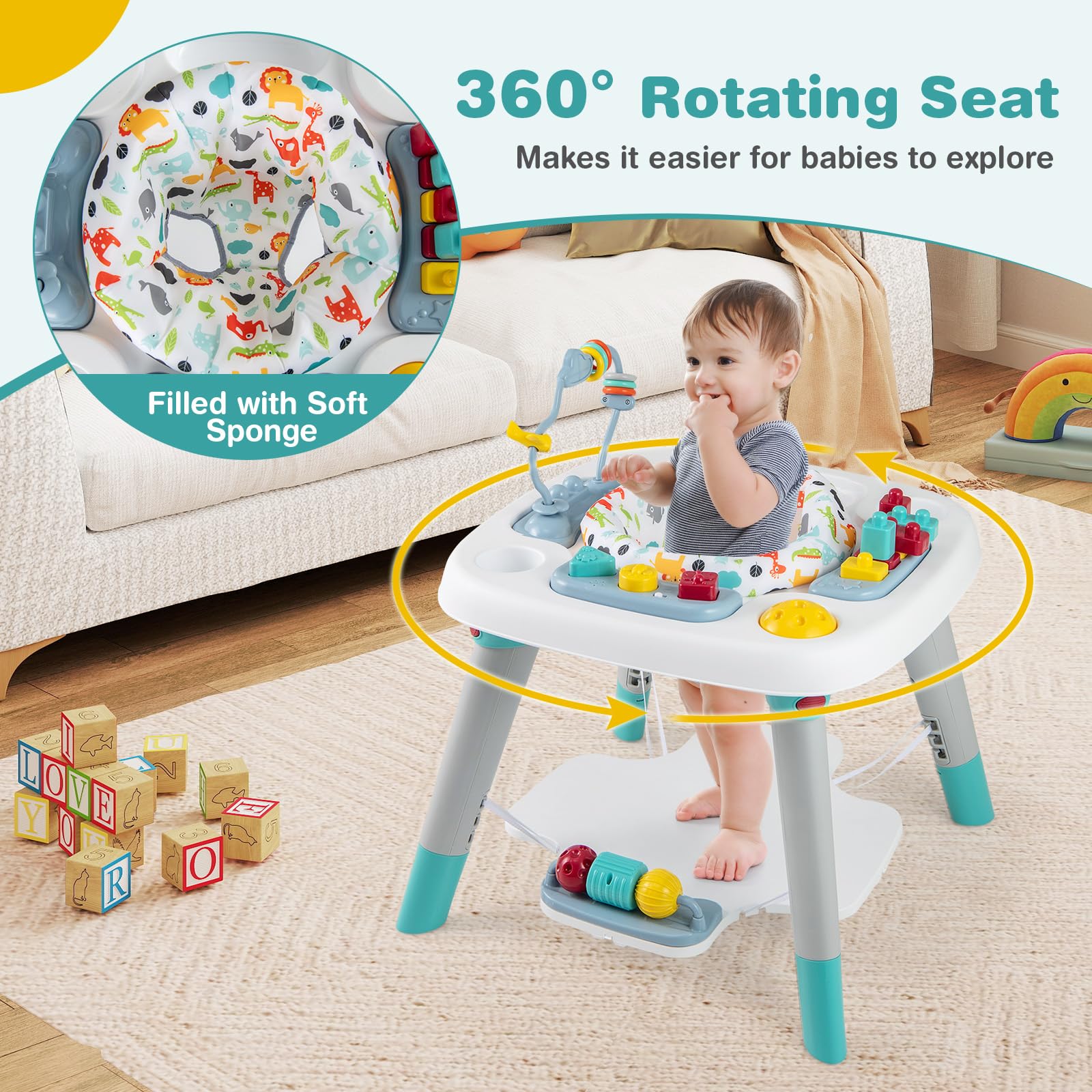 6-in-1 Baby Activity Center with Rotating Seat