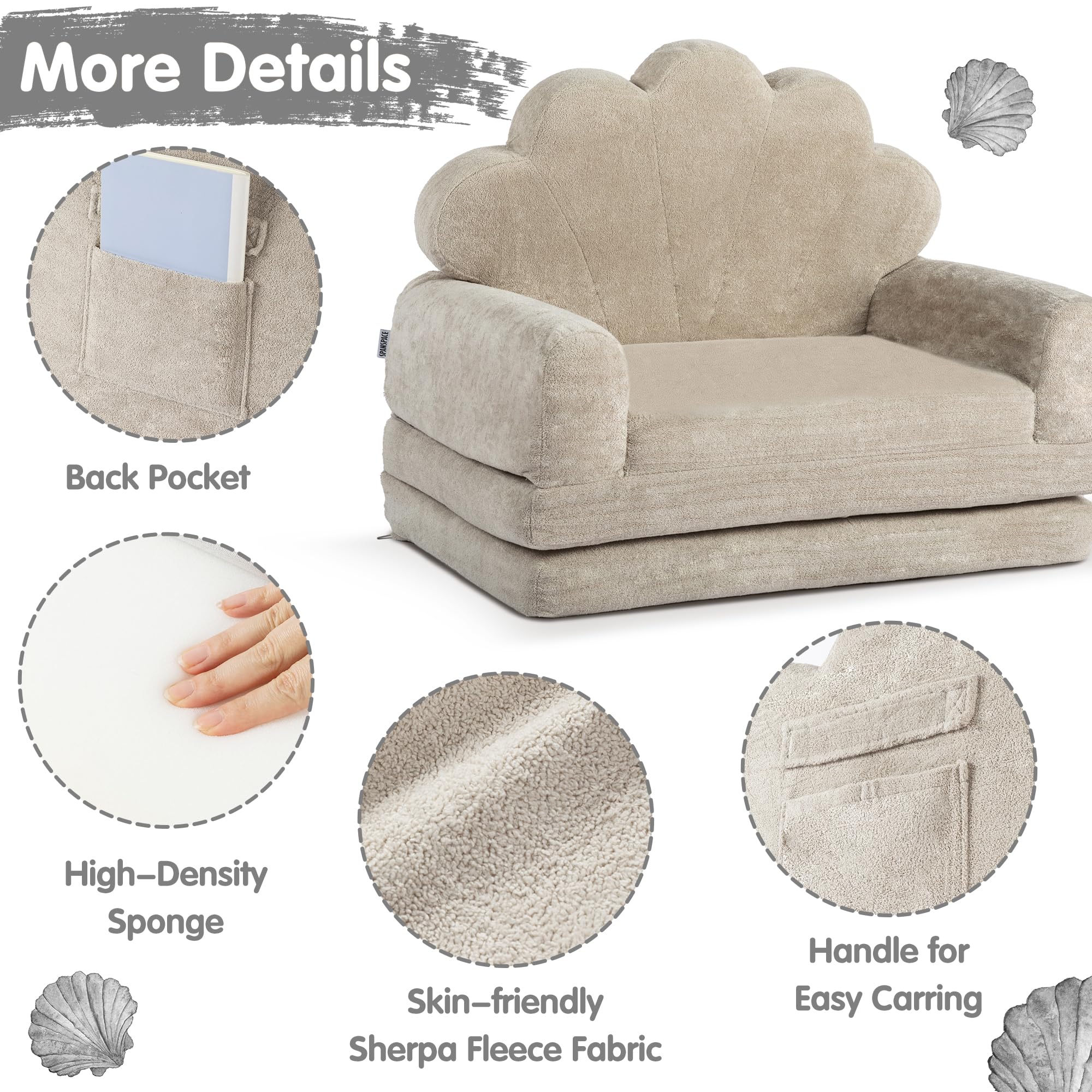 2-in-1 Kids Couch Fold Out Convertible Toddler Lounger