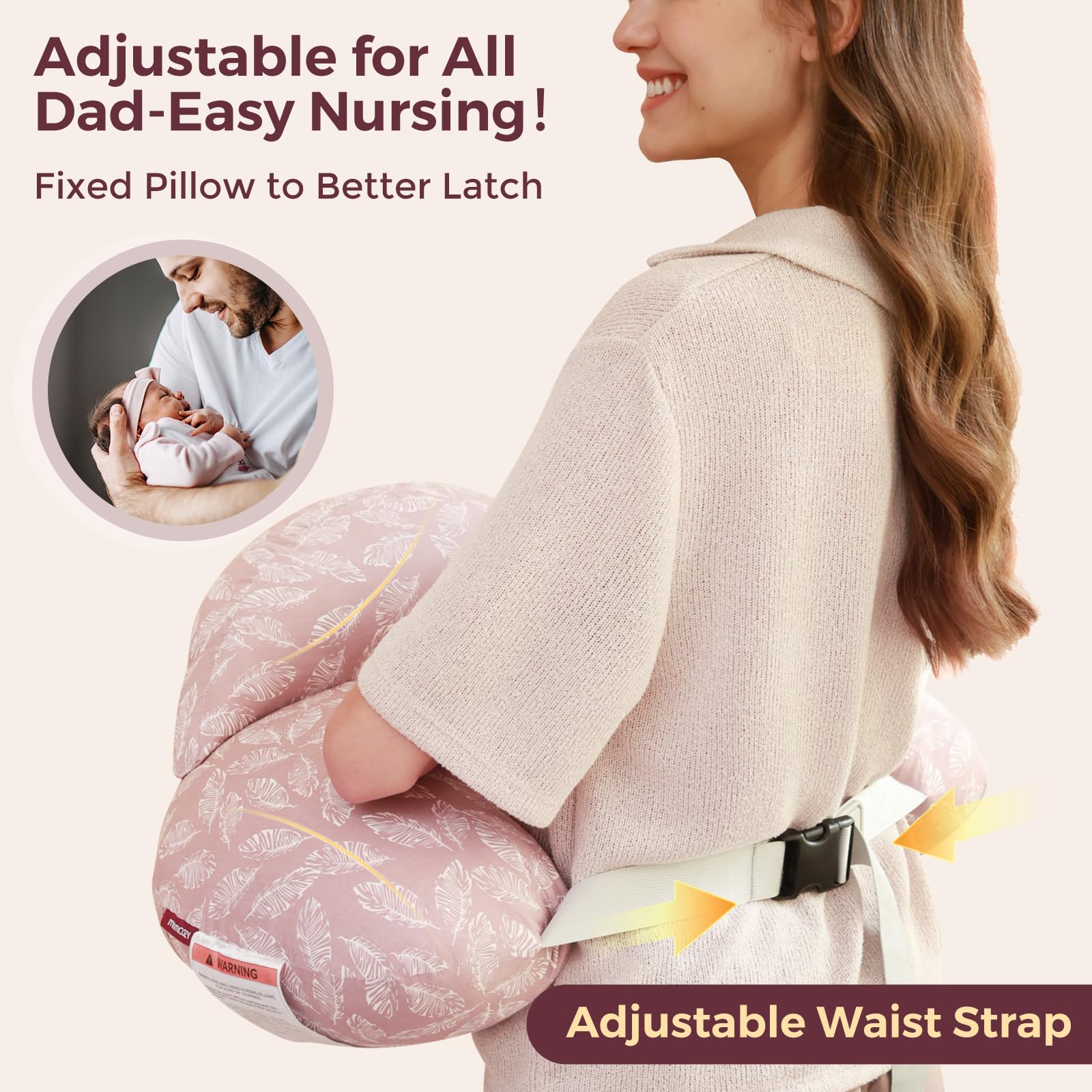 Momcozy Original Nursing Pillow for Breastfeeding-Pioneering Safety Fence- Wider Feeding Pillows for More Support for Mom & Baby- Easier Nursing & Hand Free- Fit for All, Removable Cotton Cover