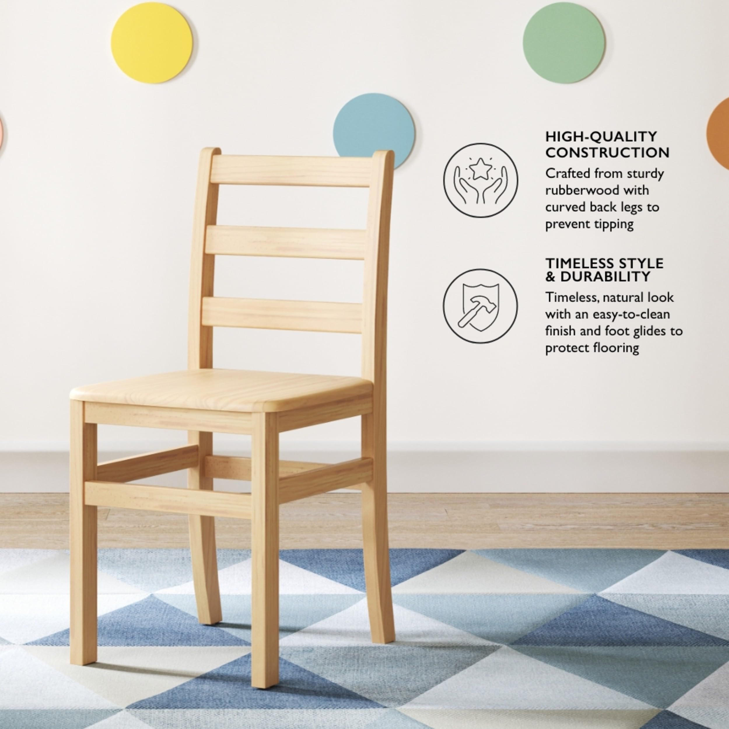 16" Wooden Ladderback School Chair - 2 Pack