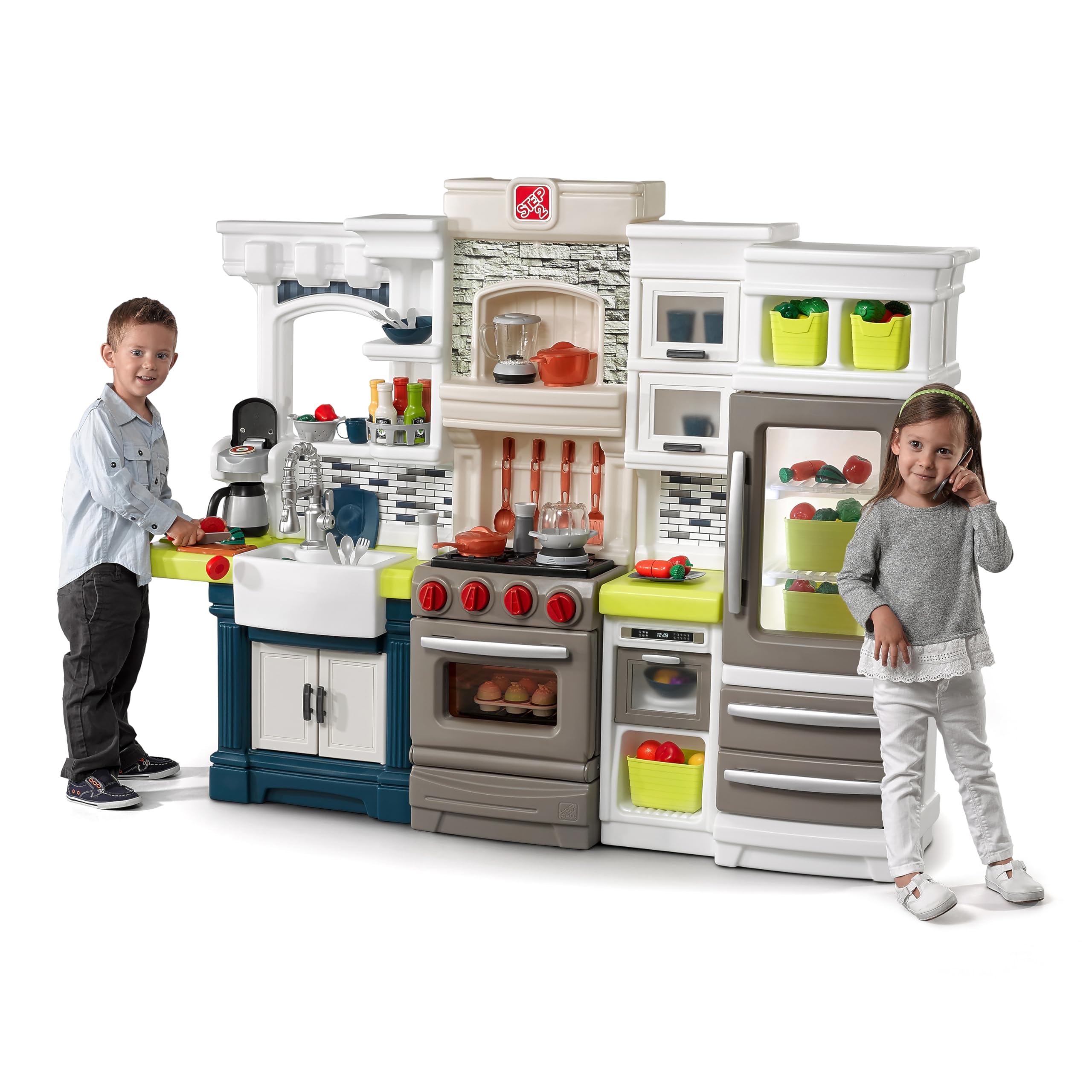 Elegant Edge Kids Kitchen Playset, Indoor/Outdoor Kitchenette, Interactive Play