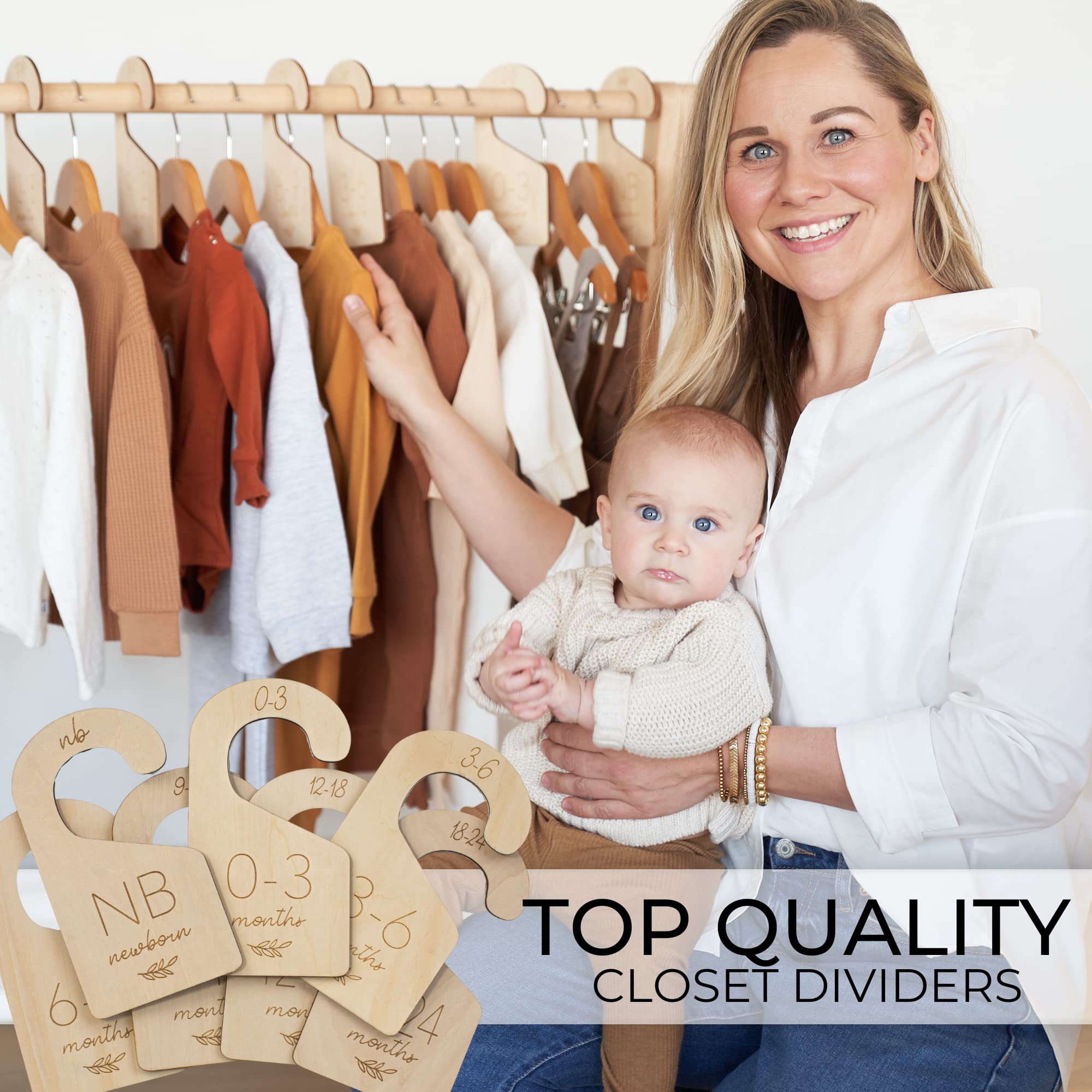 Wooden Baby Closet Dividers Set of 7 for Nursery Organization
