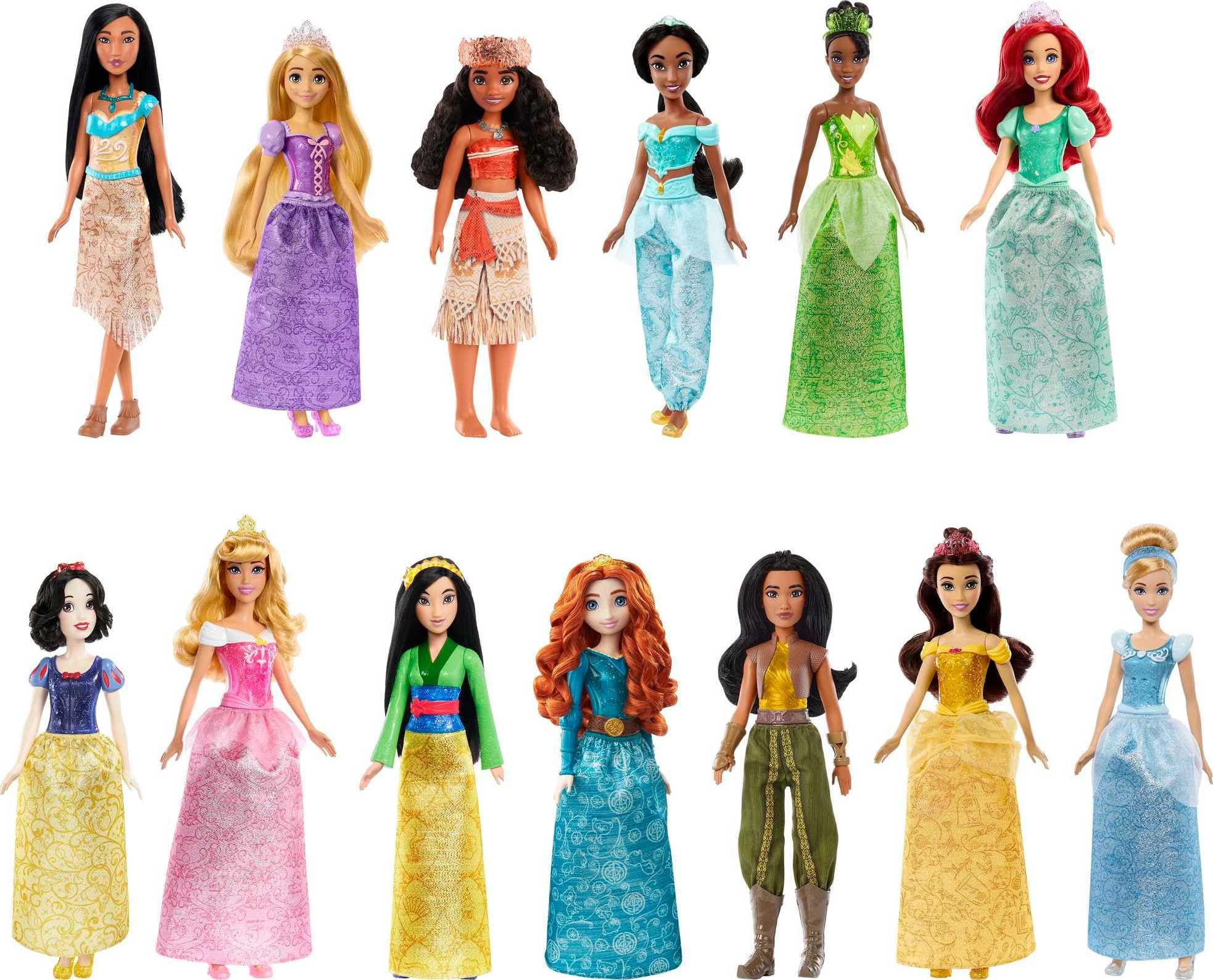 Disney Princess Toys, Fashion Doll Gift Set with 13 Dolls in Sparkling Clothing & Accessories