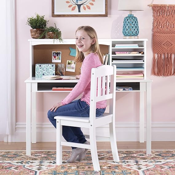 Kids Media Desk and Chair Set - Navy: Student's Workstation with Storage