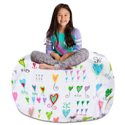 Kids Stuffed Animal Storage Bean Bag Chair Cover - Childrens Toy Organizer